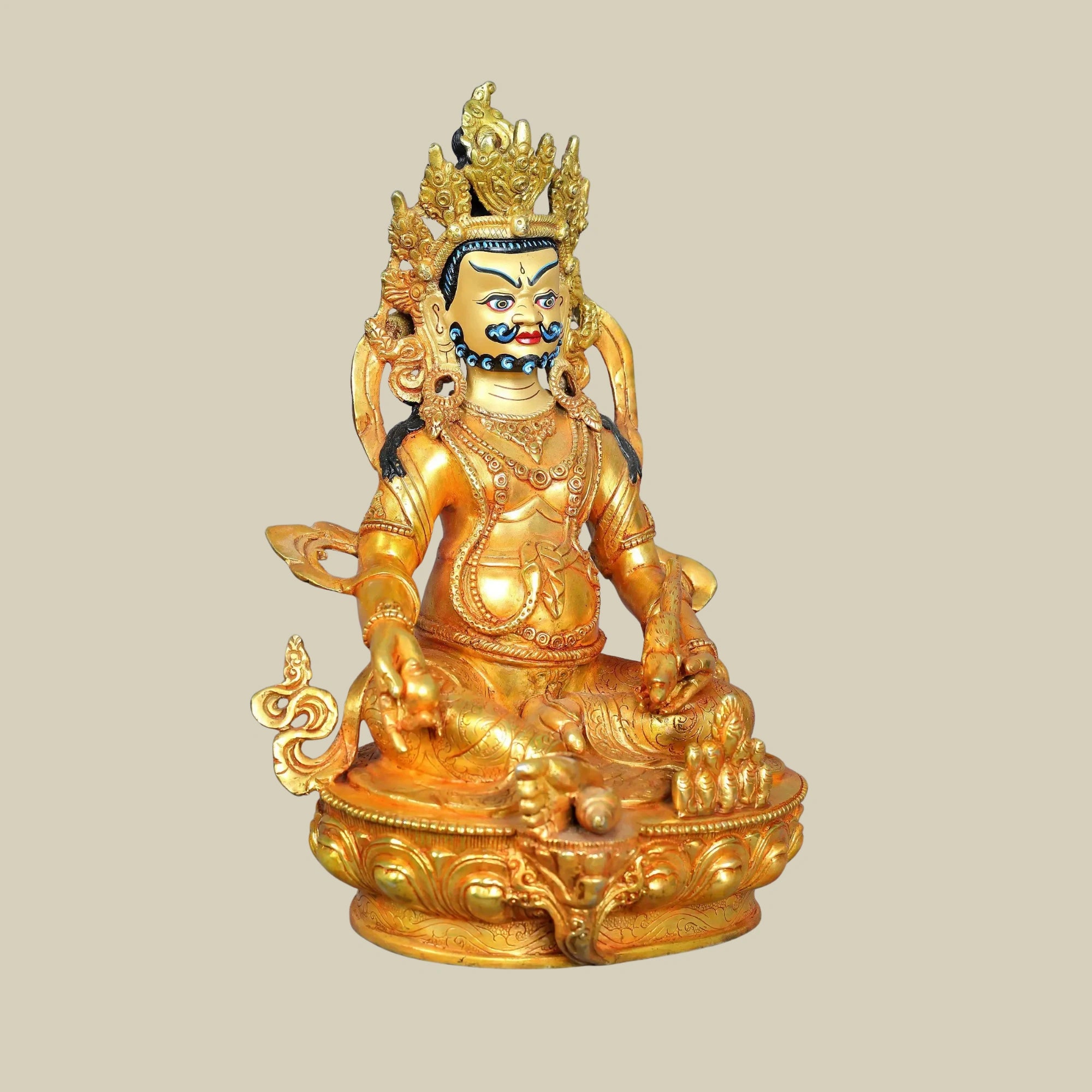 13" Handcrafted Kubera Wealth Sculpture in Authentic Copper Form