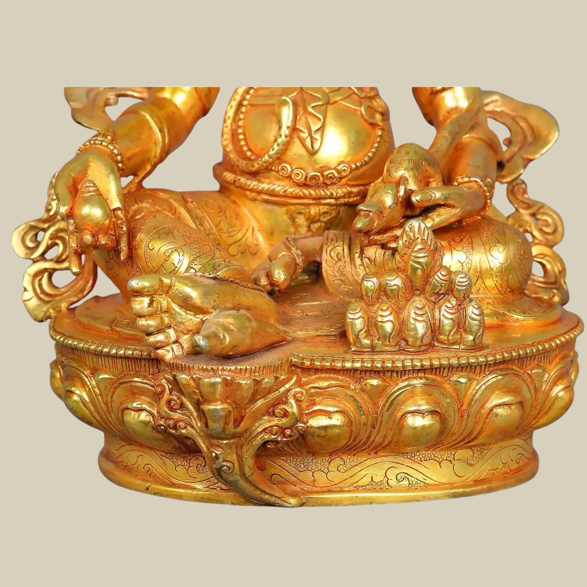 13" Handcrafted Kubera Wealth Sculpture in Authentic Copper Form