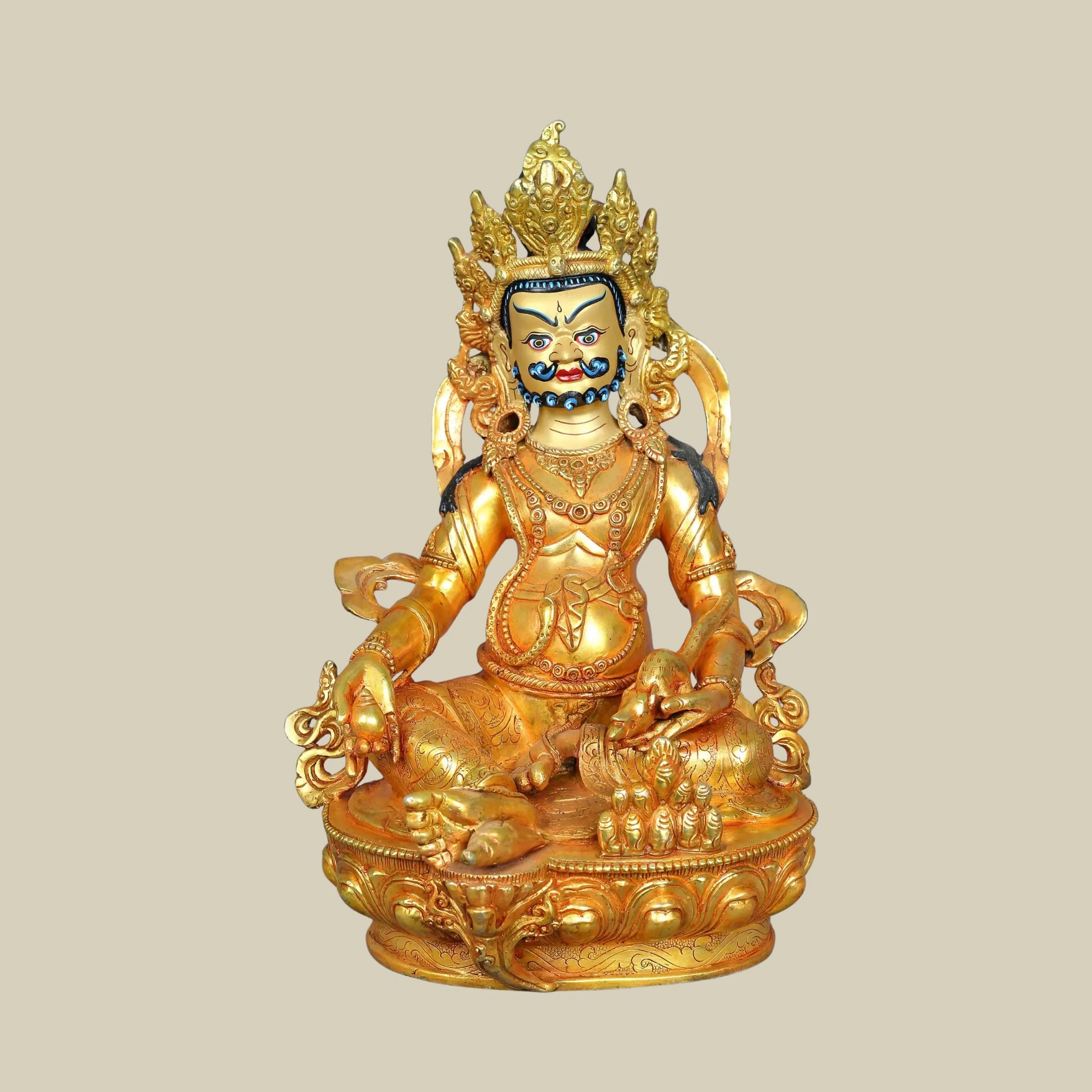 13" Handcrafted Kubera Wealth Sculpture in Authentic Copper Form