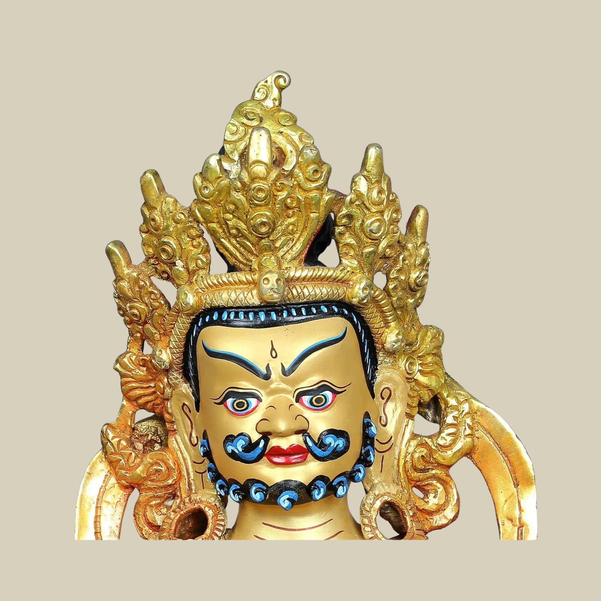 13" Handcrafted Kubera Wealth Sculpture in Authentic Copper Form