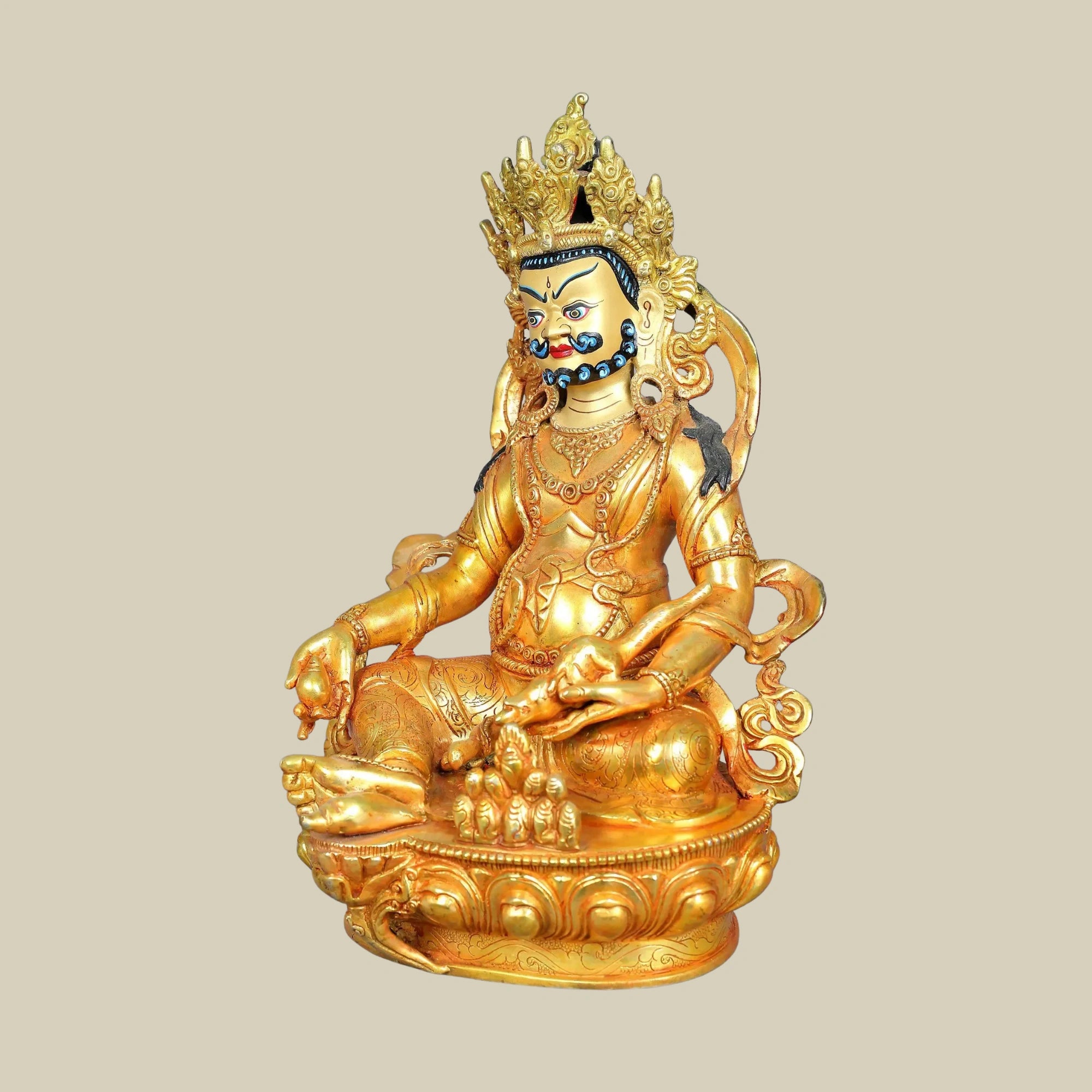 13" Handcrafted Kubera Wealth Sculpture in Authentic Copper Form