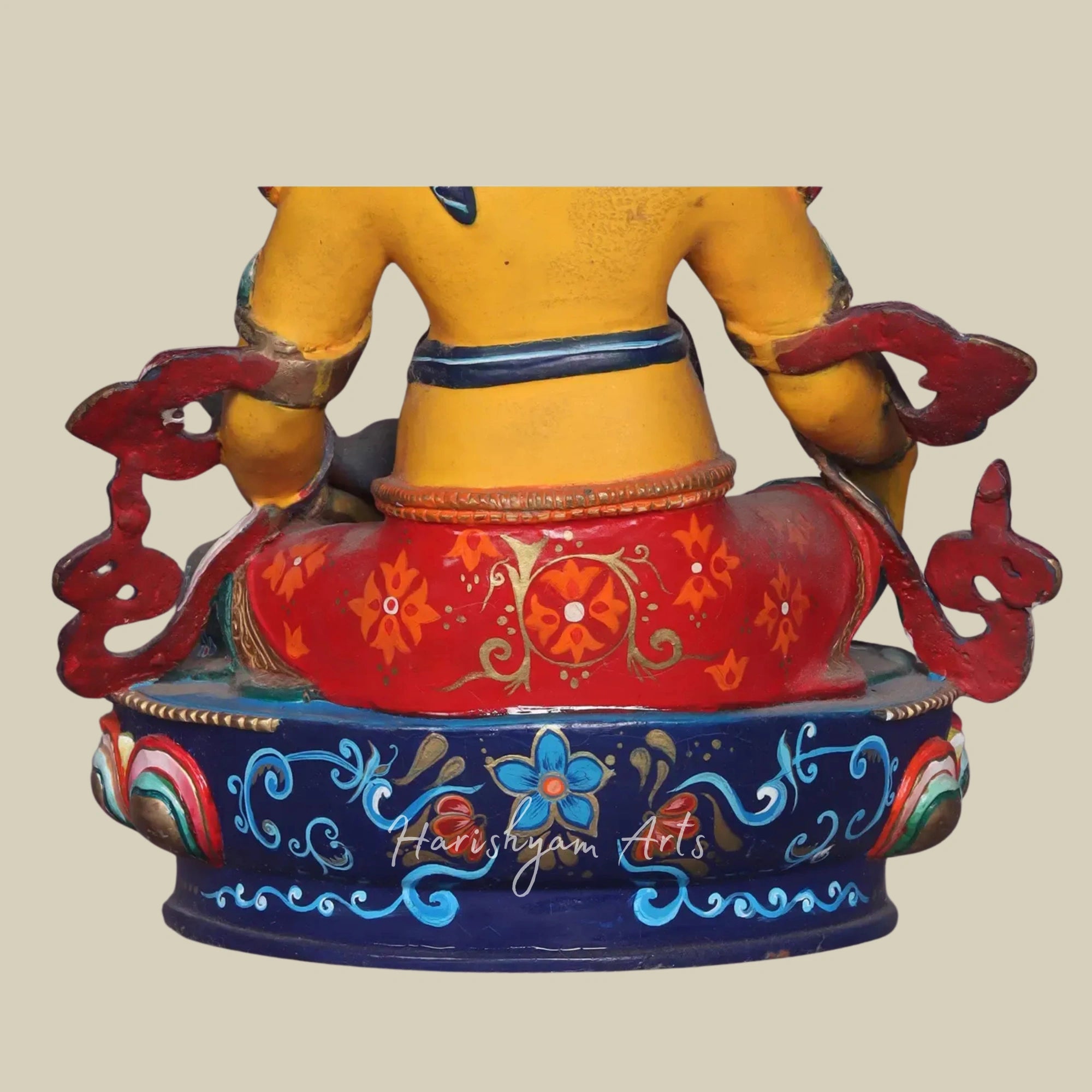 13" Nepal Crafted Lord Kubera Copper Statue with Gold Plated Finish