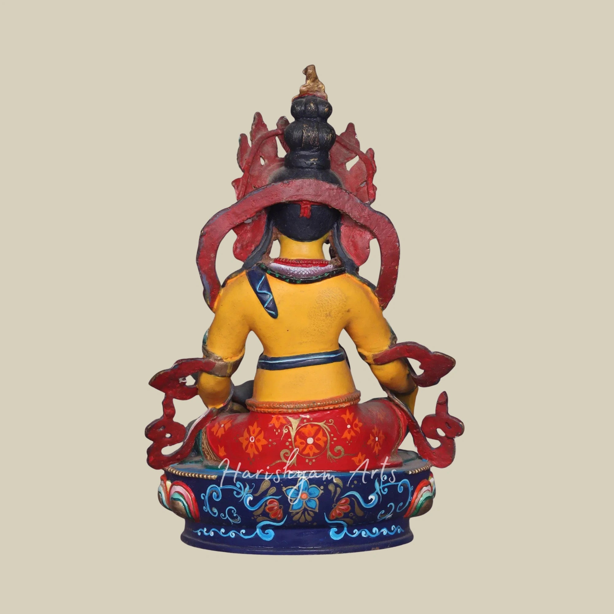 13" Nepal Crafted Lord Kubera Copper Statue with Gold Plated Finish