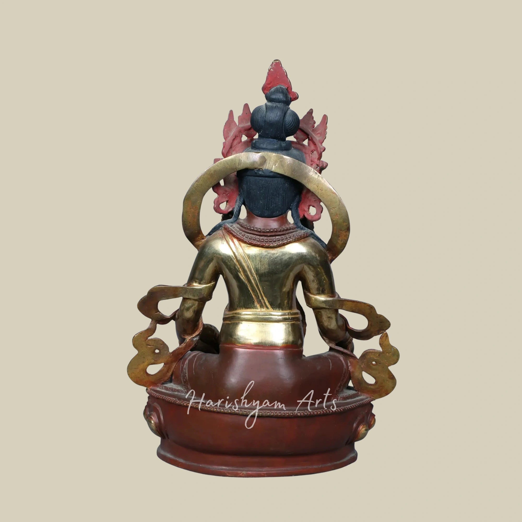 13" Nepalese Kubera Idol in Copper with Traditional Gold Gilding