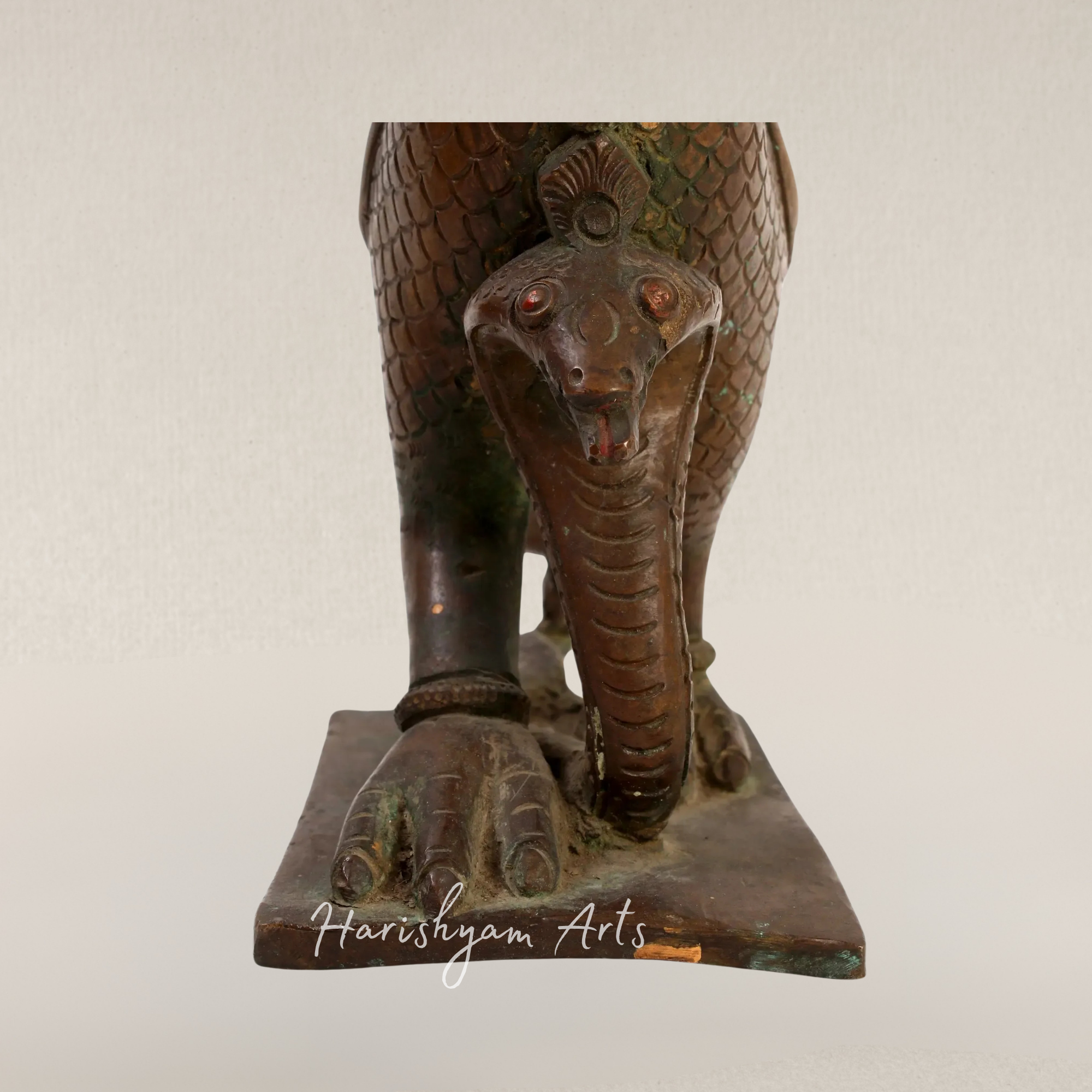 13" Regal Peacock Embracing Serpent Brass Sculpture