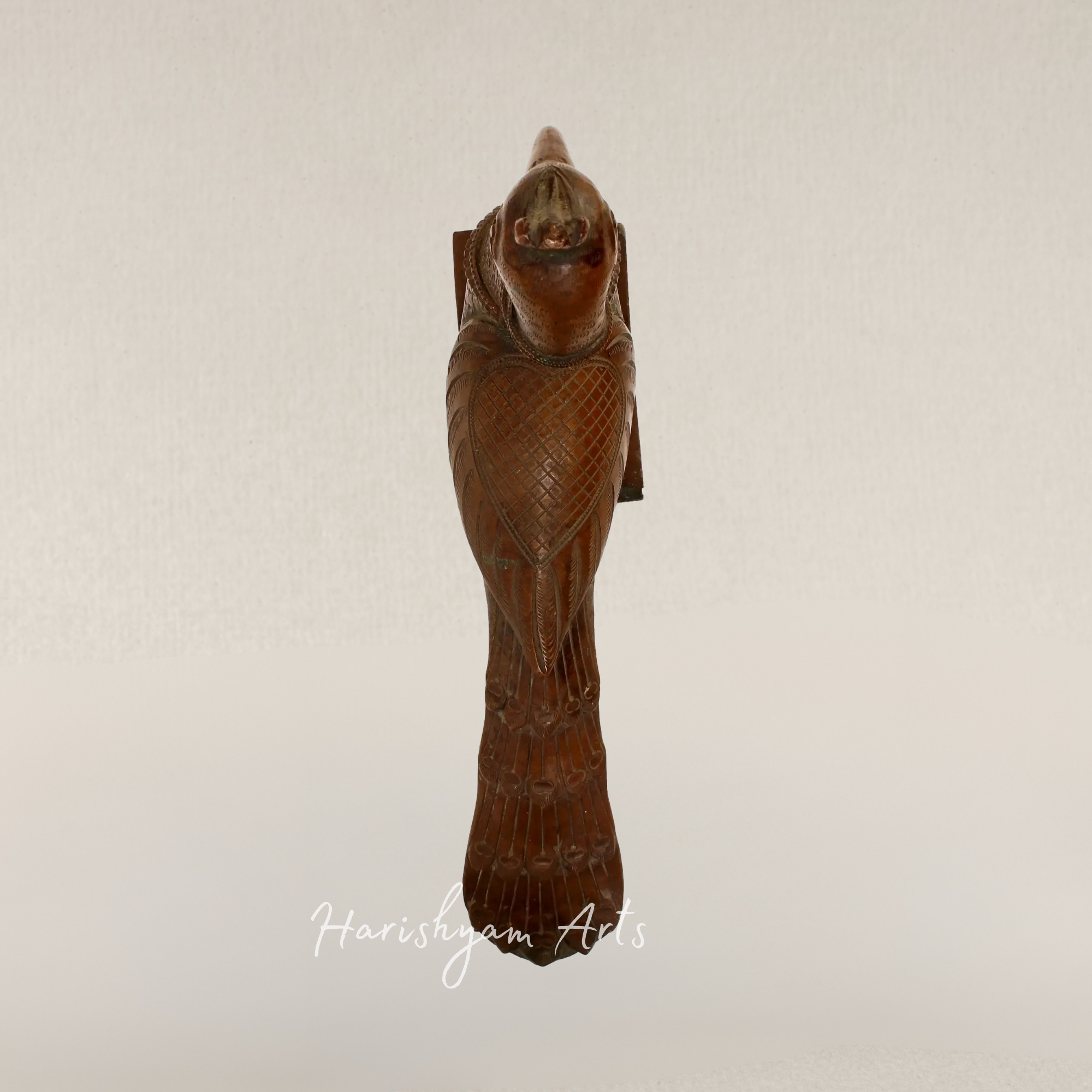 13" Regal Peacock Embracing Serpent Brass Sculpture