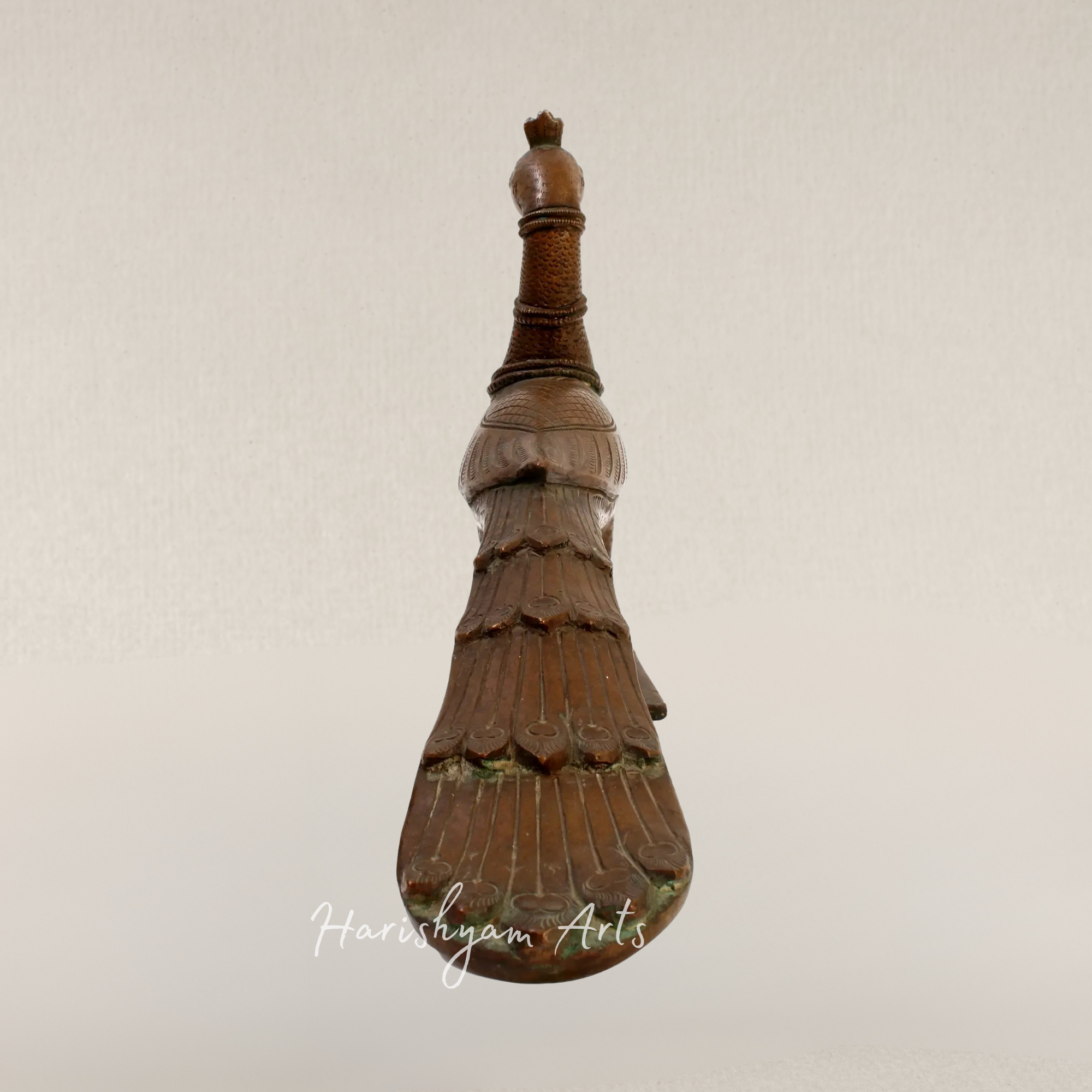 13" Regal Peacock Embracing Serpent Brass Sculpture