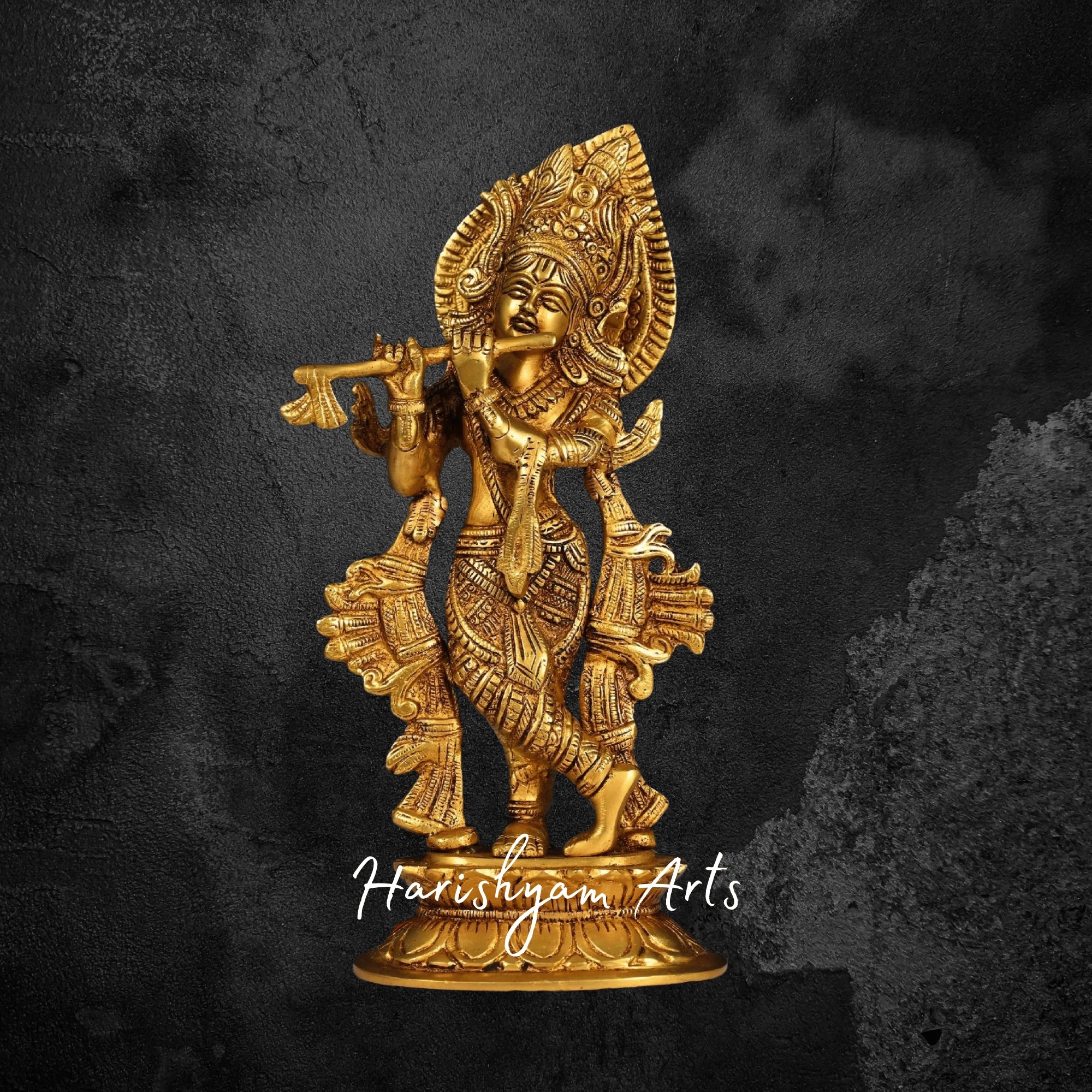 13" Sacred Brass Radha Krishna Idol for Spiritual Interiors