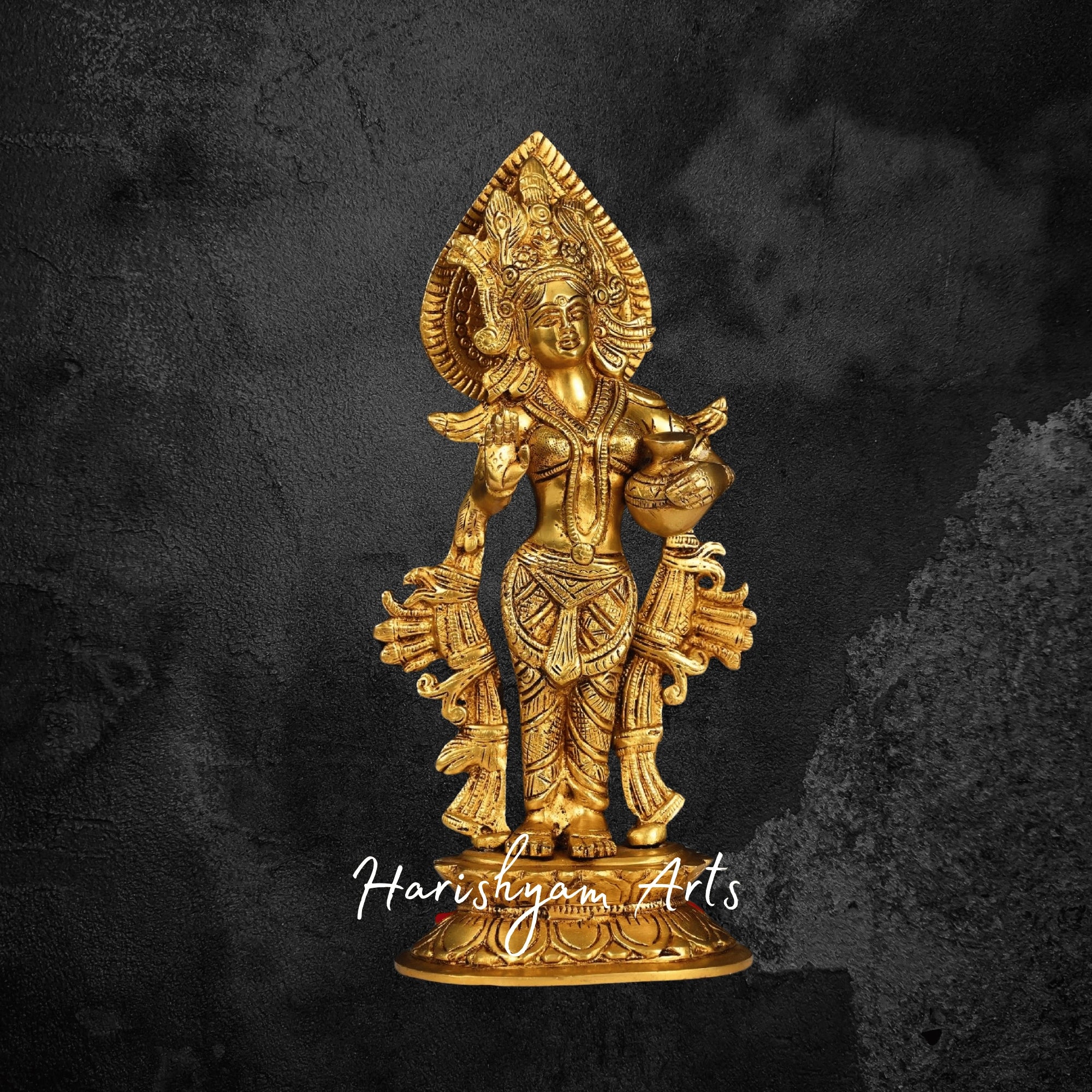 13" Sacred Brass Radha Krishna Idol for Spiritual Interiors