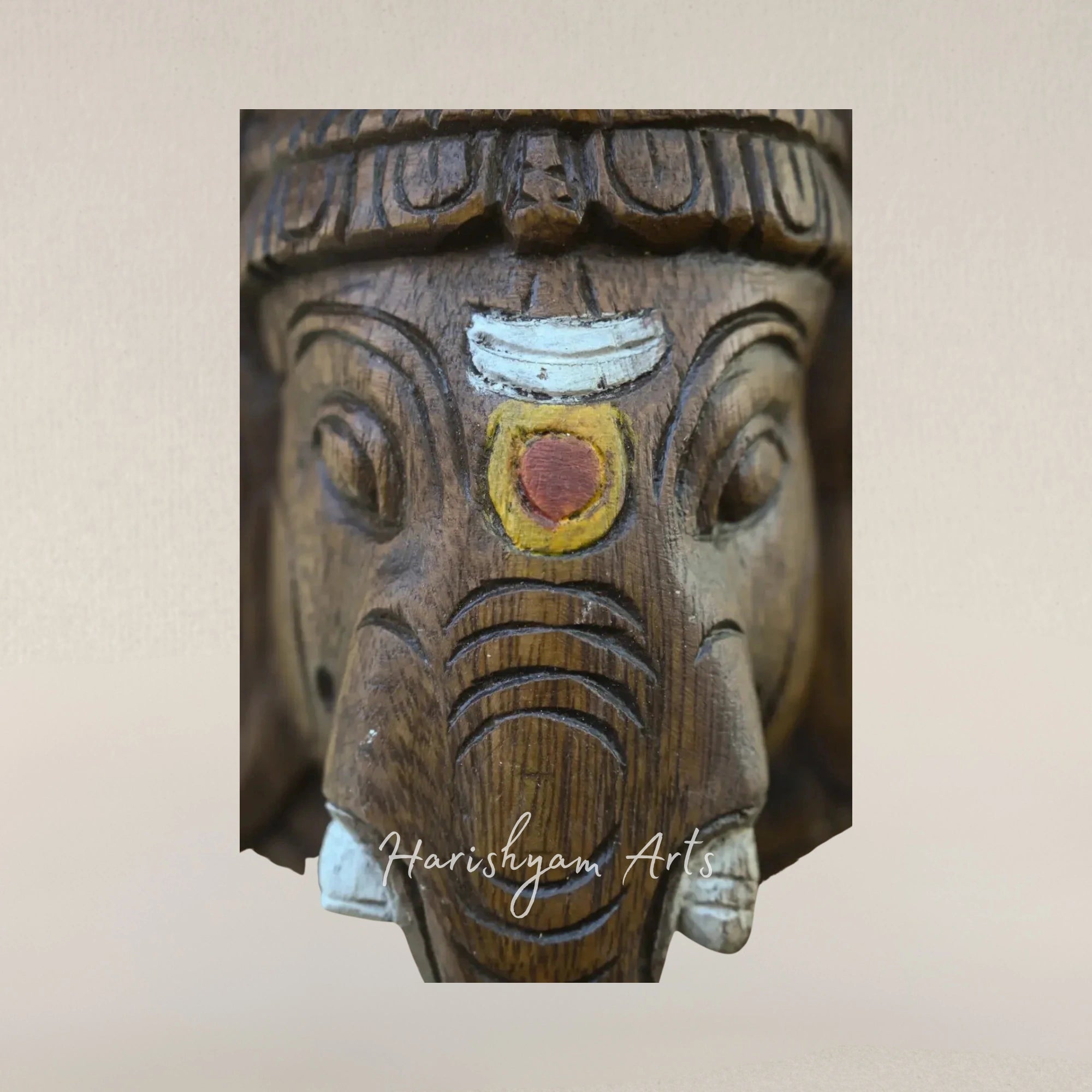 13" Sacred Ganesha Wall Art with Right Curved Trunk Design