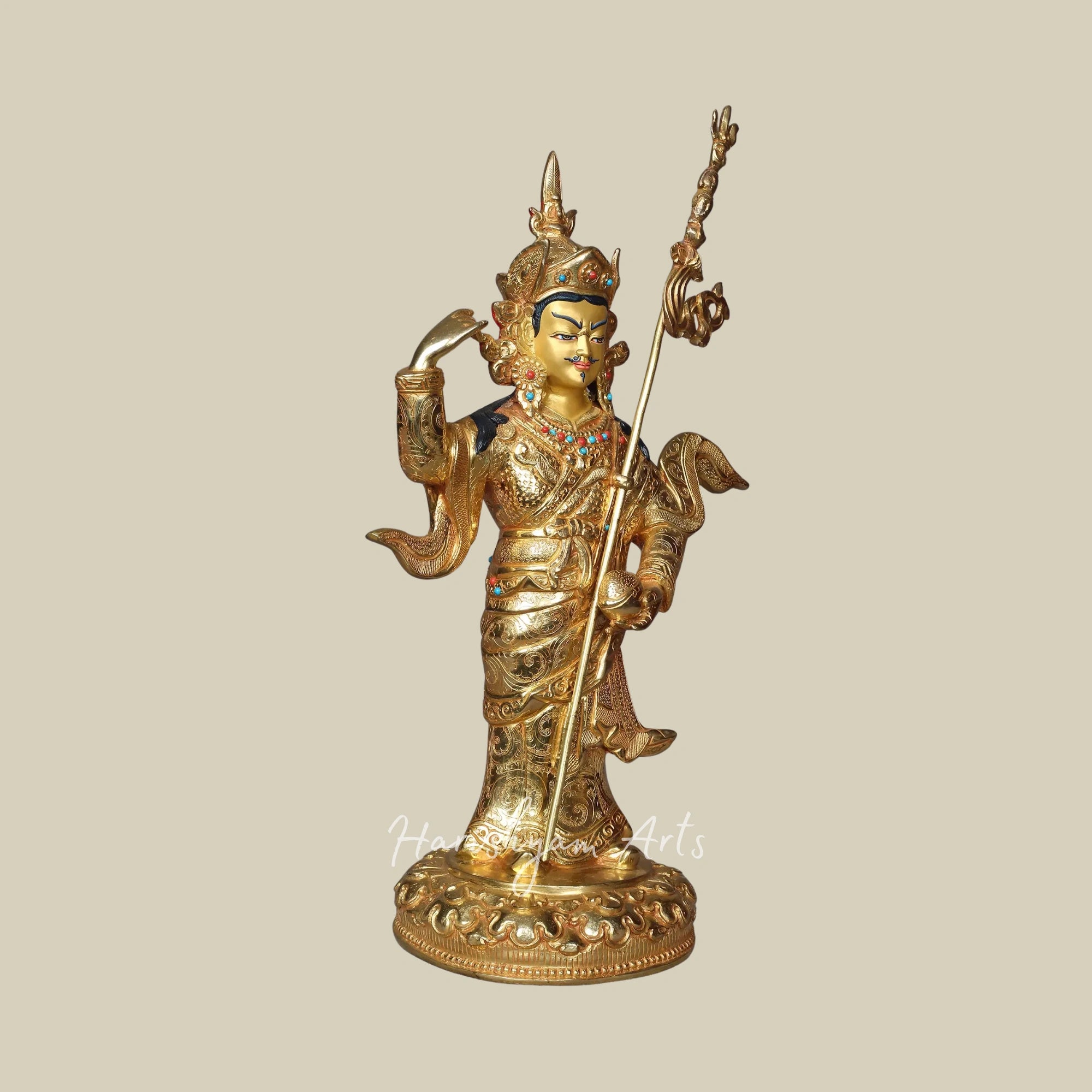13" Standing Guru Padmasambhava Sculpture Spiritual Idol from Nepal