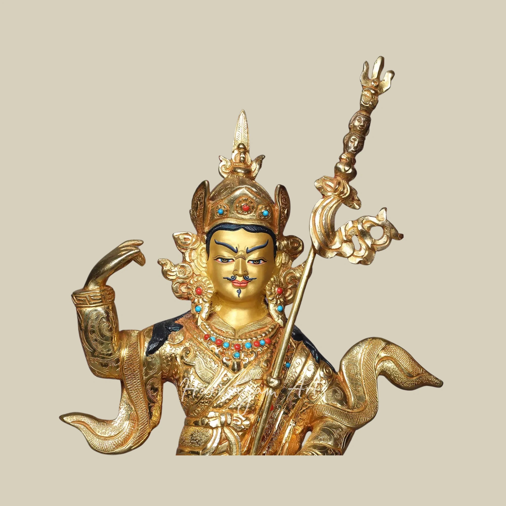 13" Standing Guru Padmasambhava Sculpture Spiritual Idol from Nepal
