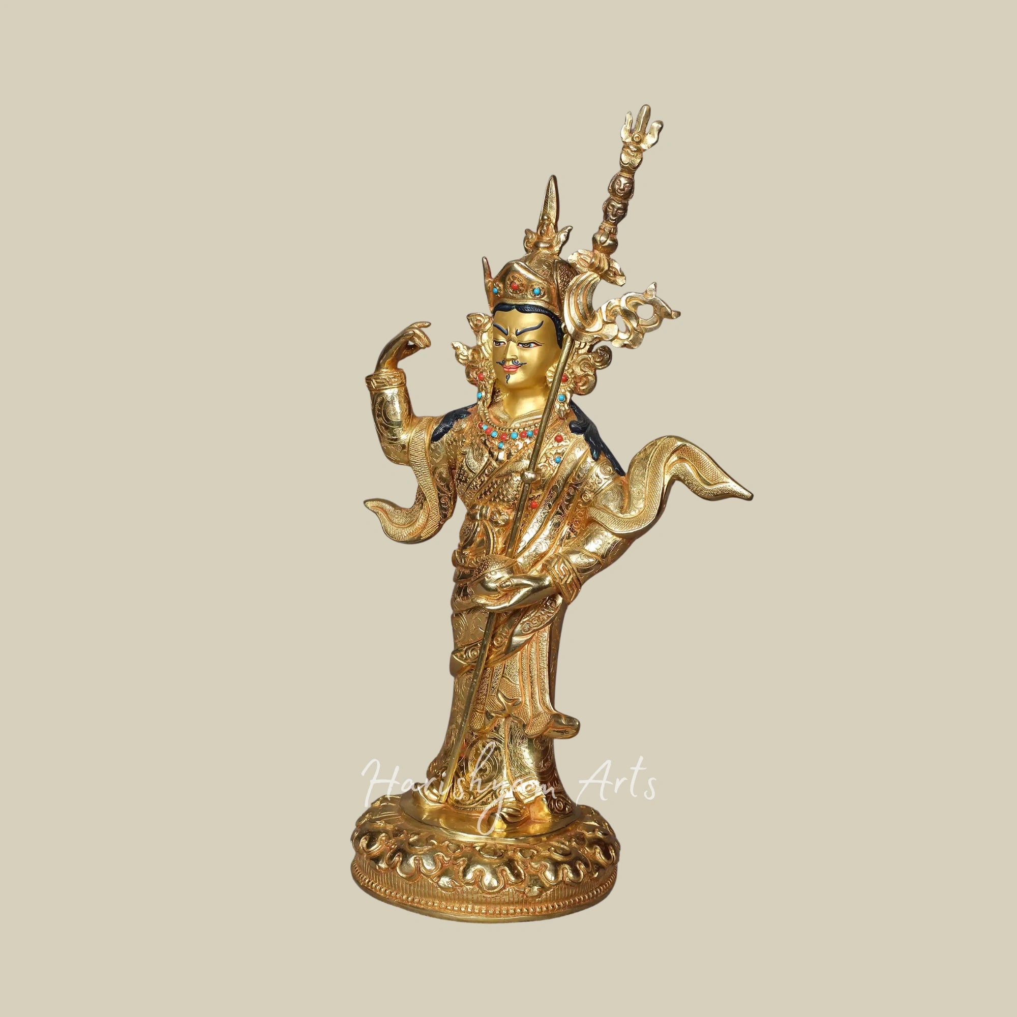13" Standing Guru Padmasambhava Sculpture Spiritual Idol from Nepal