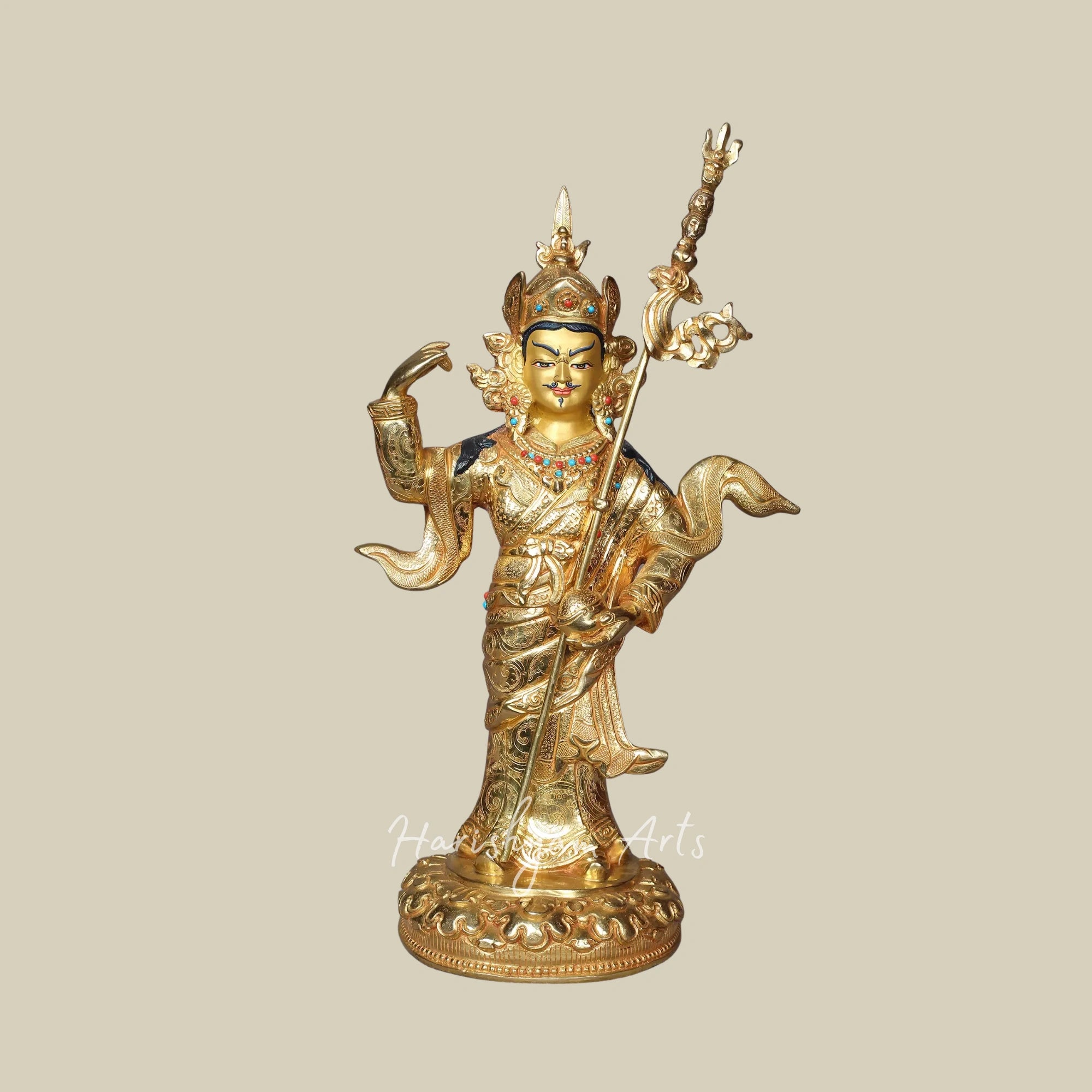 13" Standing Guru Padmasambhava Sculpture Spiritual Idol from Nepal