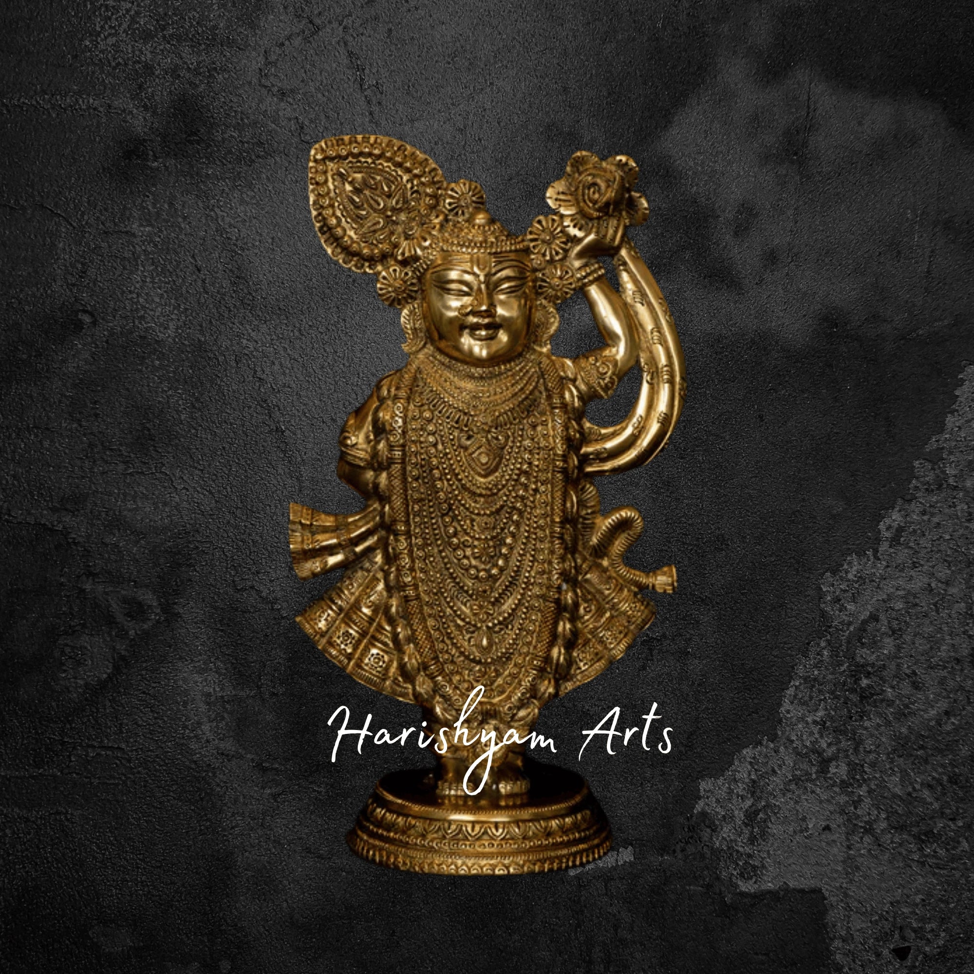 13" Traditional Nathdwara Style Shrinath Ji Brass Idol
