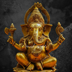14.5" Brass Lord Ganesha Idol