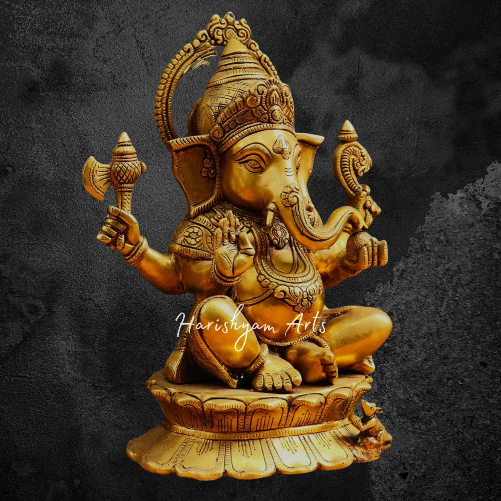 14.5" Brass Lord Ganesha Idol