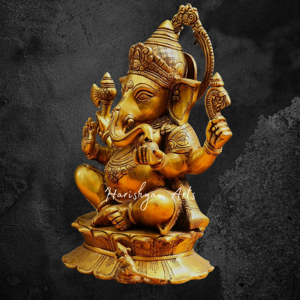 14.5" Brass Lord Ganesha Idol