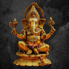 14.5" Brass Lord Ganesha Idol