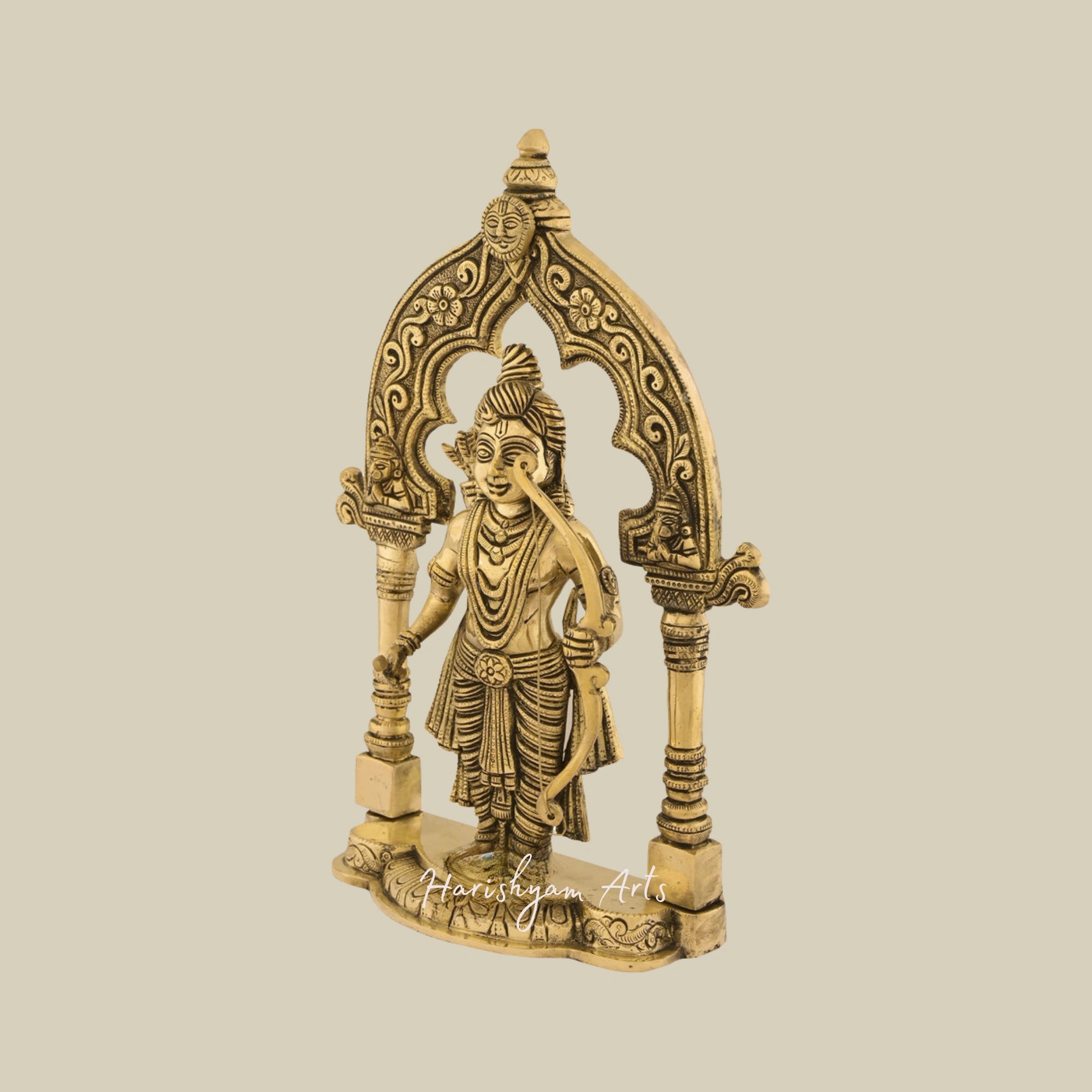 14" Lord Rama with Bow & Arrow Brass Statue3