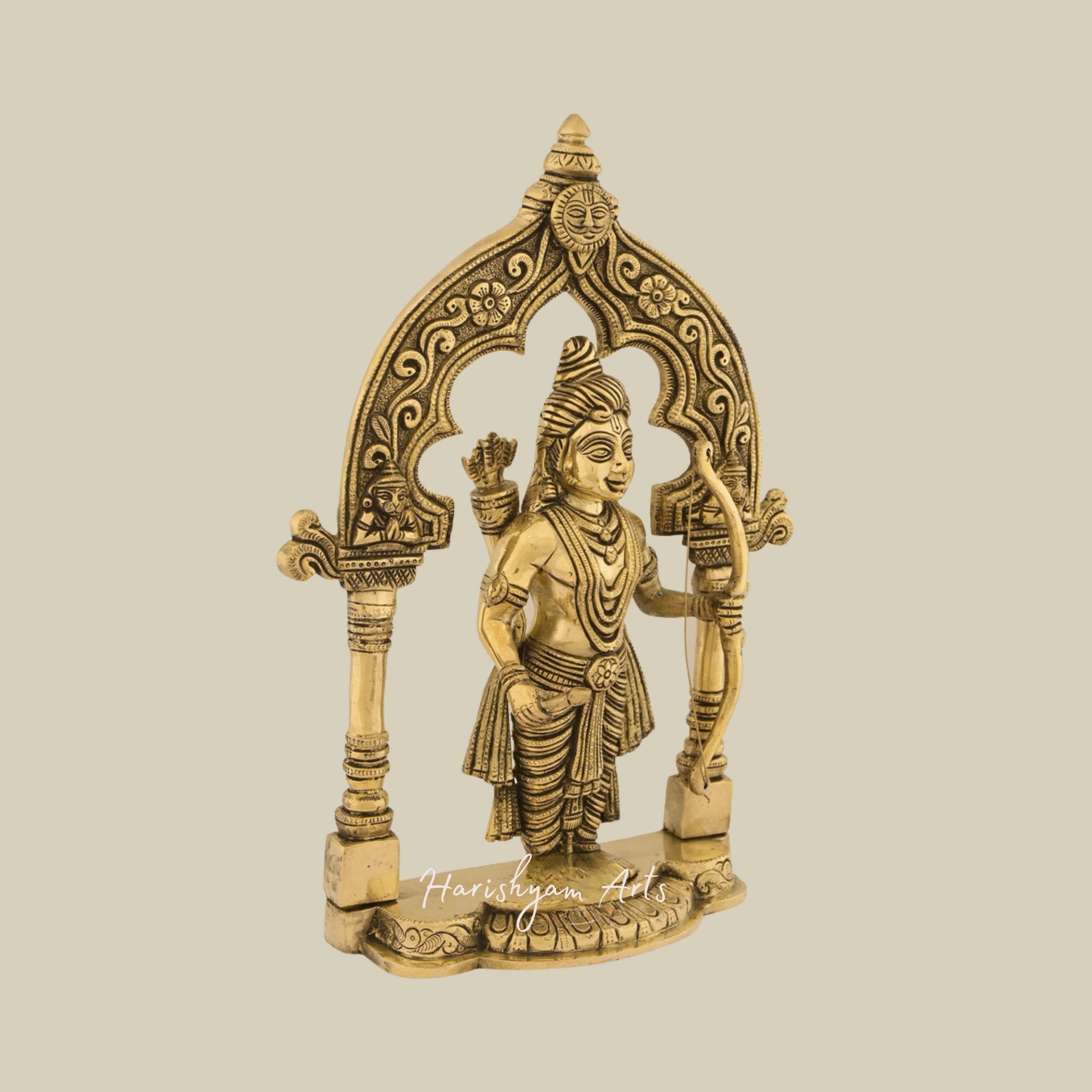 14" Lord Rama with Bow & Arrow Brass Statue5