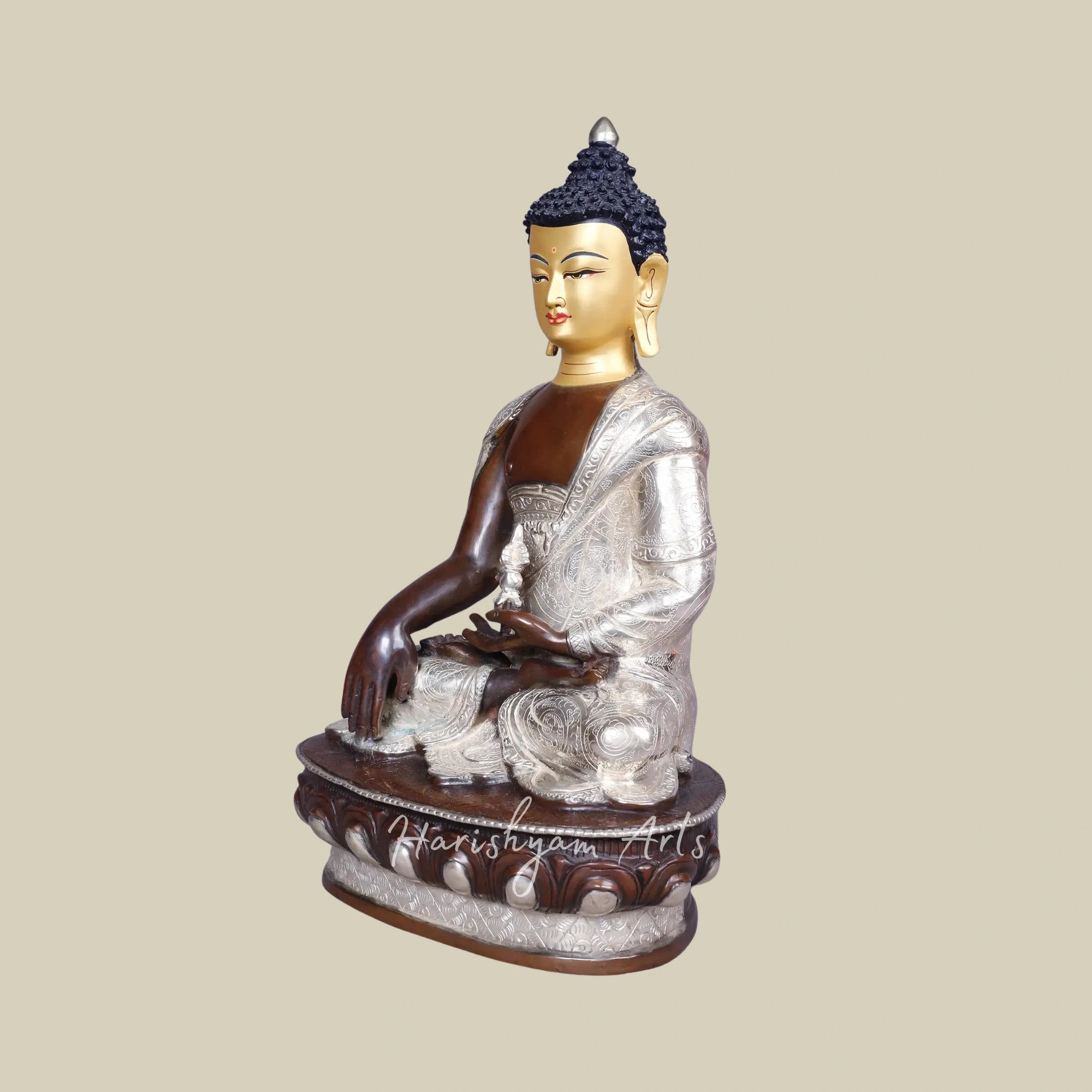 14" Mitukpa Buddha Tibetan Buddhist Deity Copper Gold and Silver Plated Statue