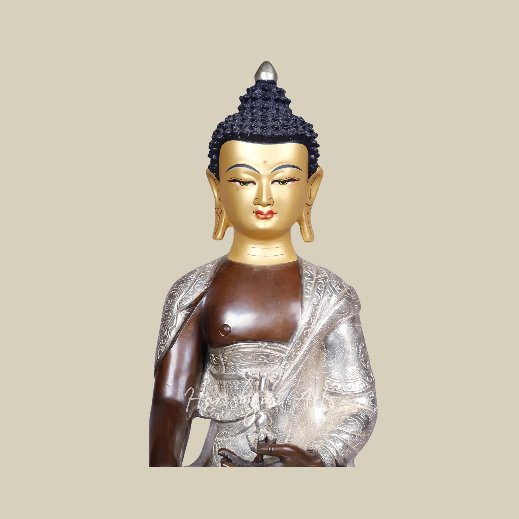14" Mitukpa Buddha Tibetan Buddhist Deity Copper Gold and Silver Plated Statue