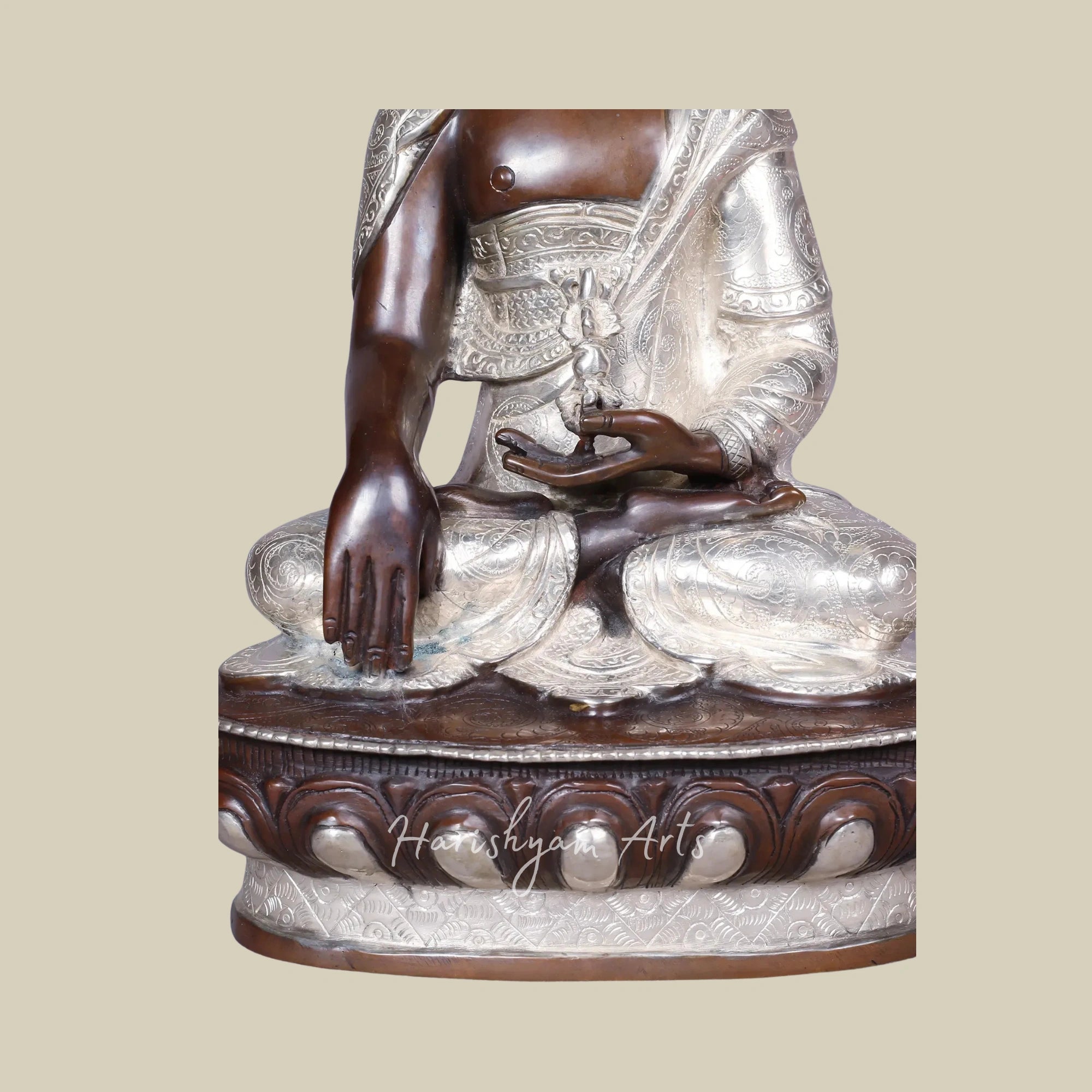 14" Mitukpa Buddha Tibetan Buddhist Deity Copper Gold and Silver Plated Statue