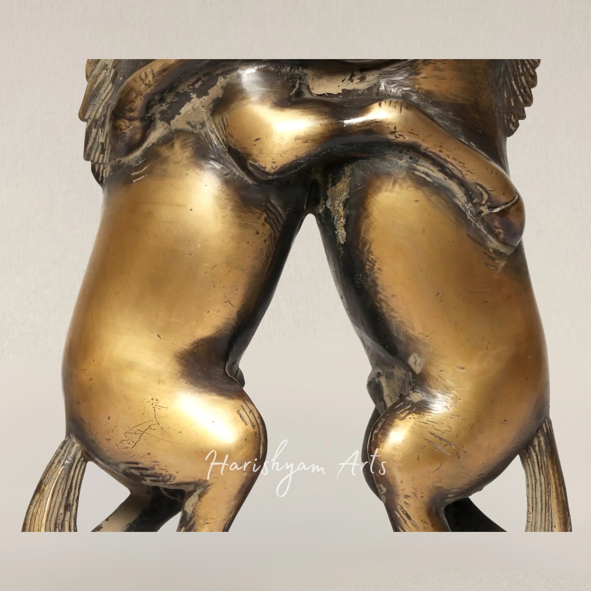 14" Romantic Twin Horse Brass Showpiece Symbolizing Bond and Harmony