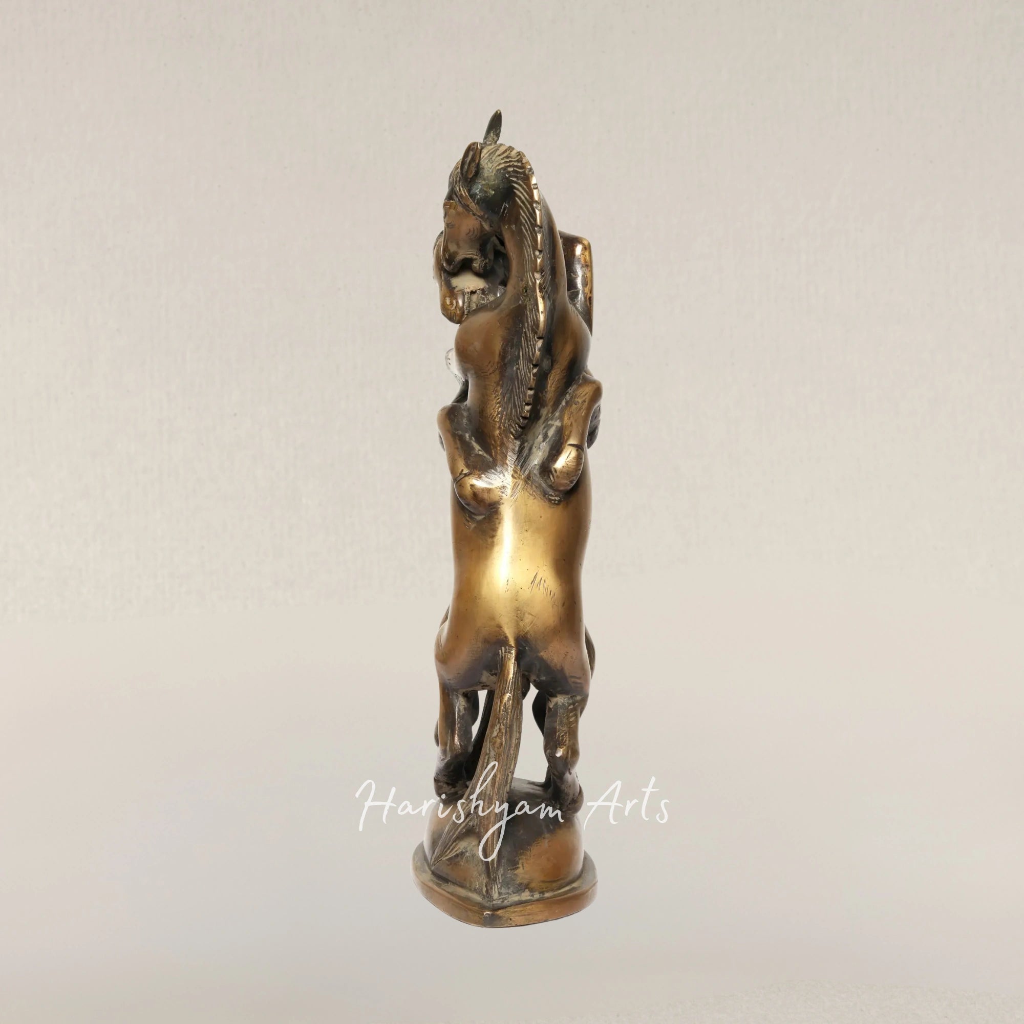 14" Romantic Twin Horse Brass Showpiece Symbolizing Bond and Harmony