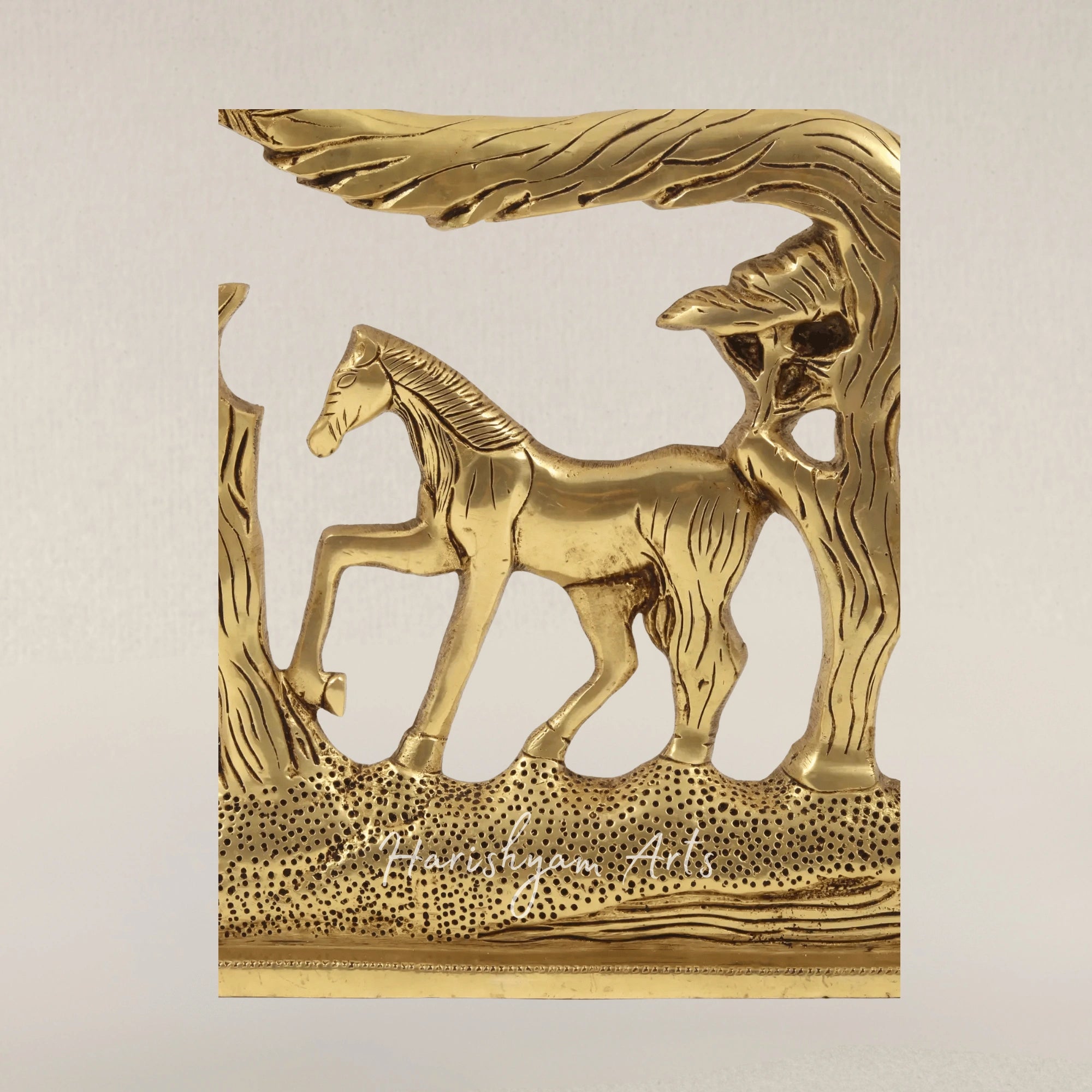 14" Stylized Brass Horse Showpiece for Contemporary Home Decor