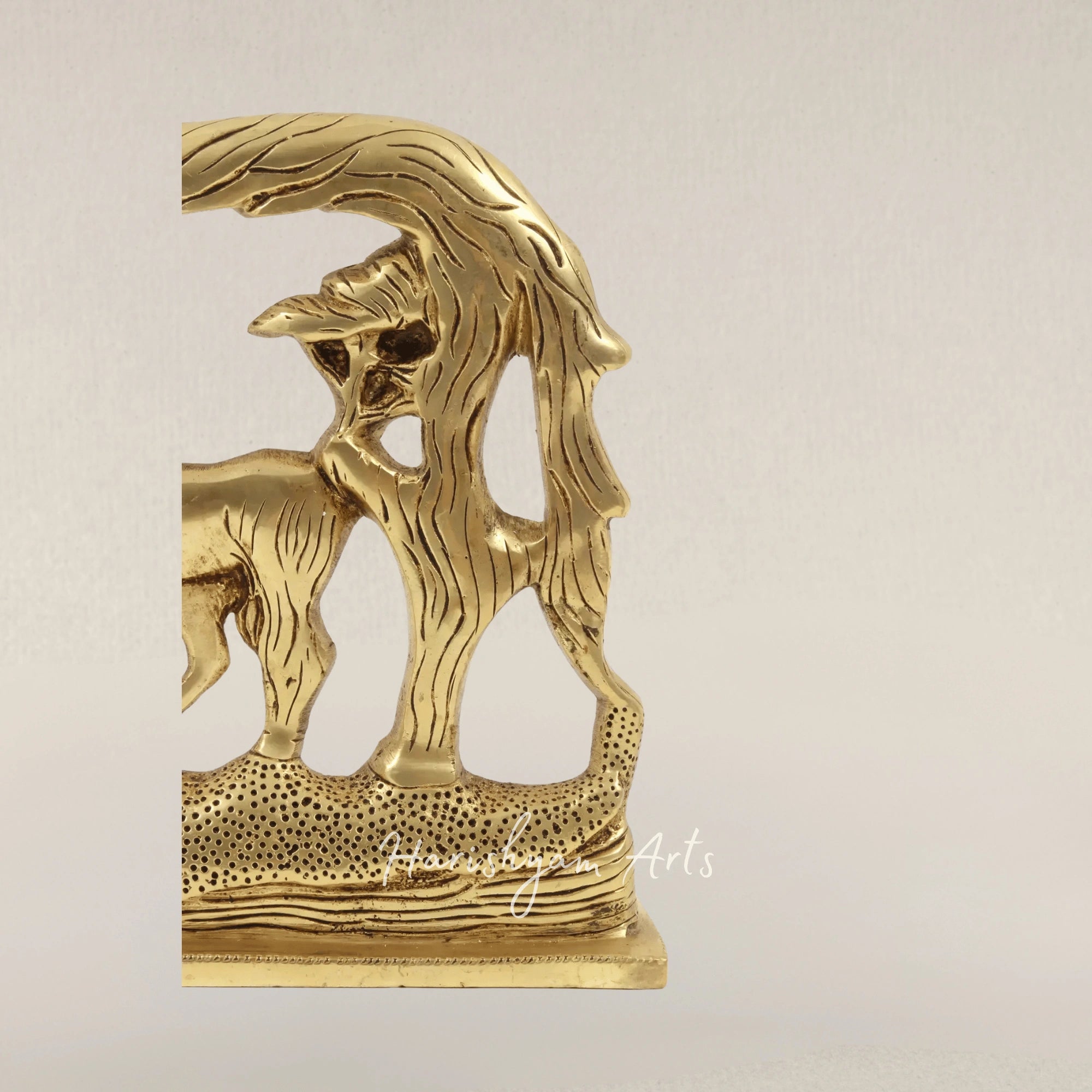 14" Stylized Brass Horse Showpiece for Contemporary Home Decor