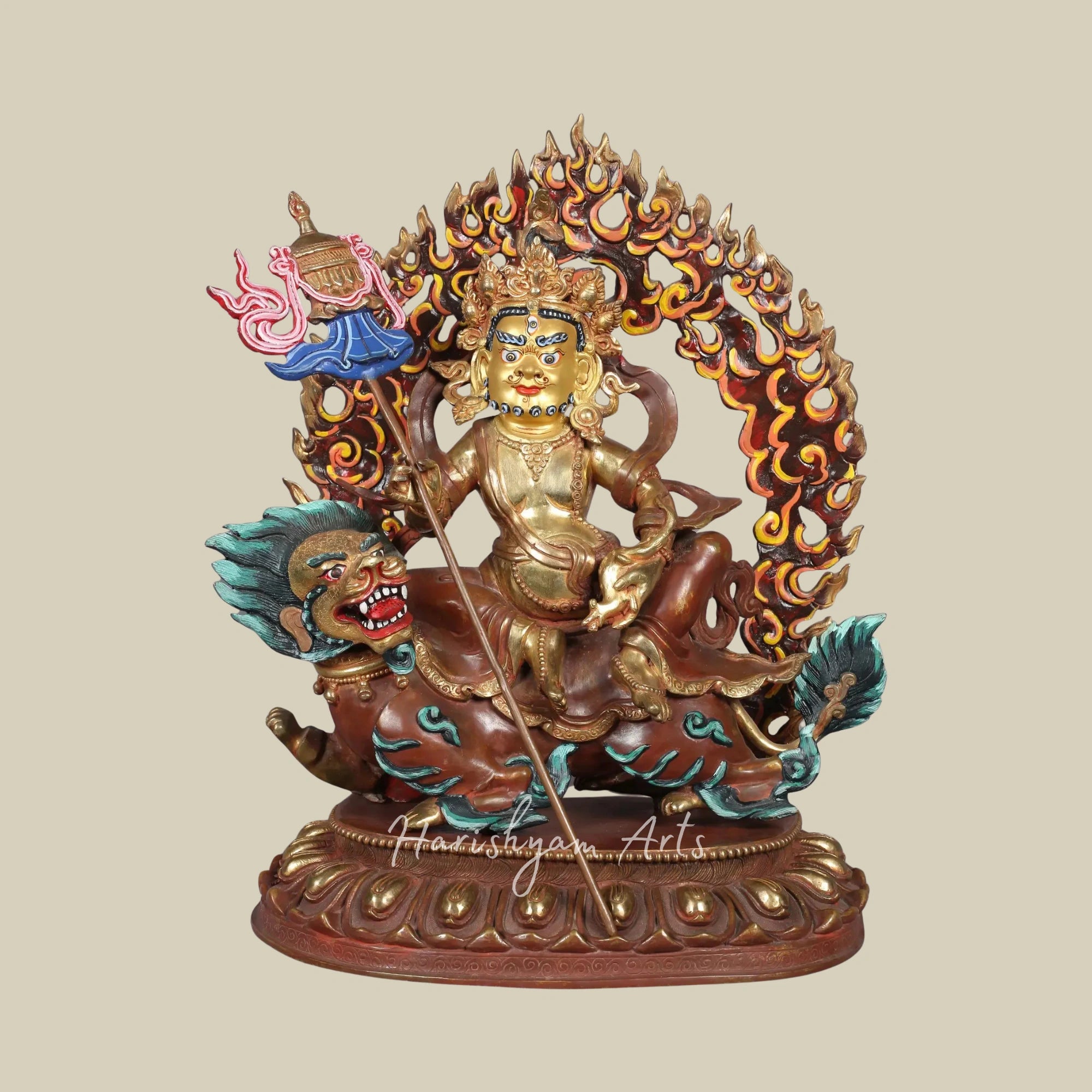 14" Tibetan Style Kubera Prosperity Idol Handcrafted in Copper