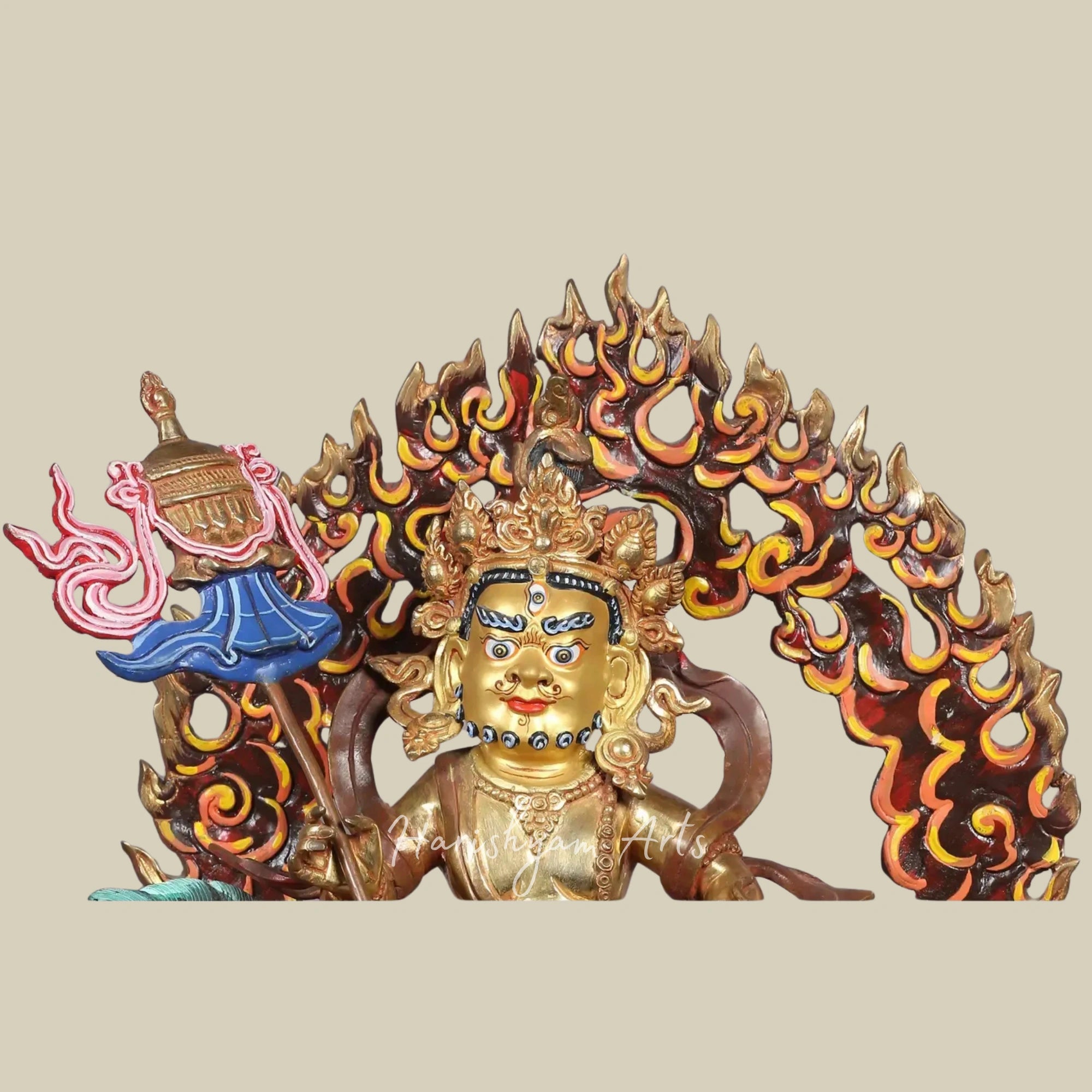 14" Tibetan Style Kubera Prosperity Idol Handcrafted in Copper