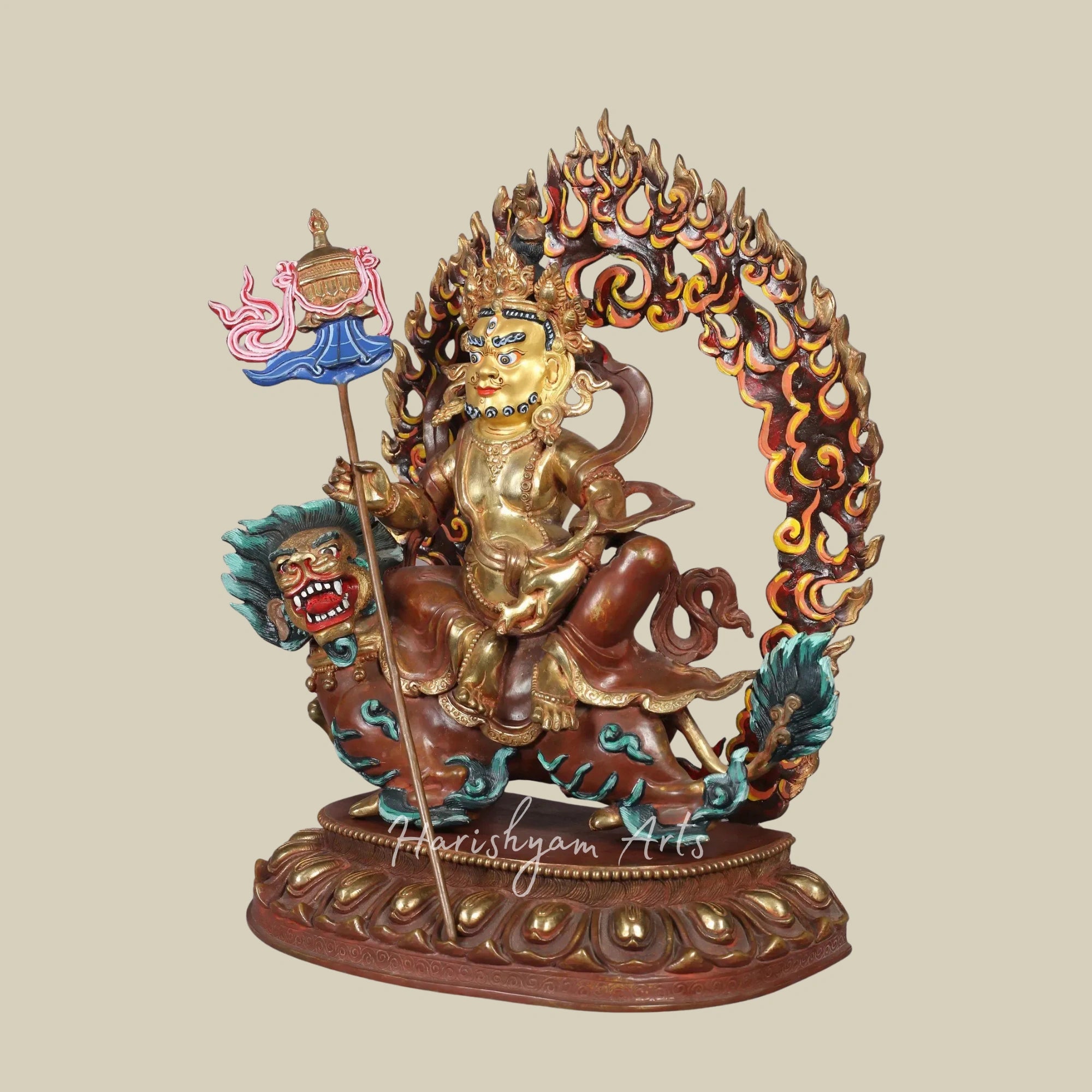 14" Tibetan Style Kubera Prosperity Idol Handcrafted in Copper
