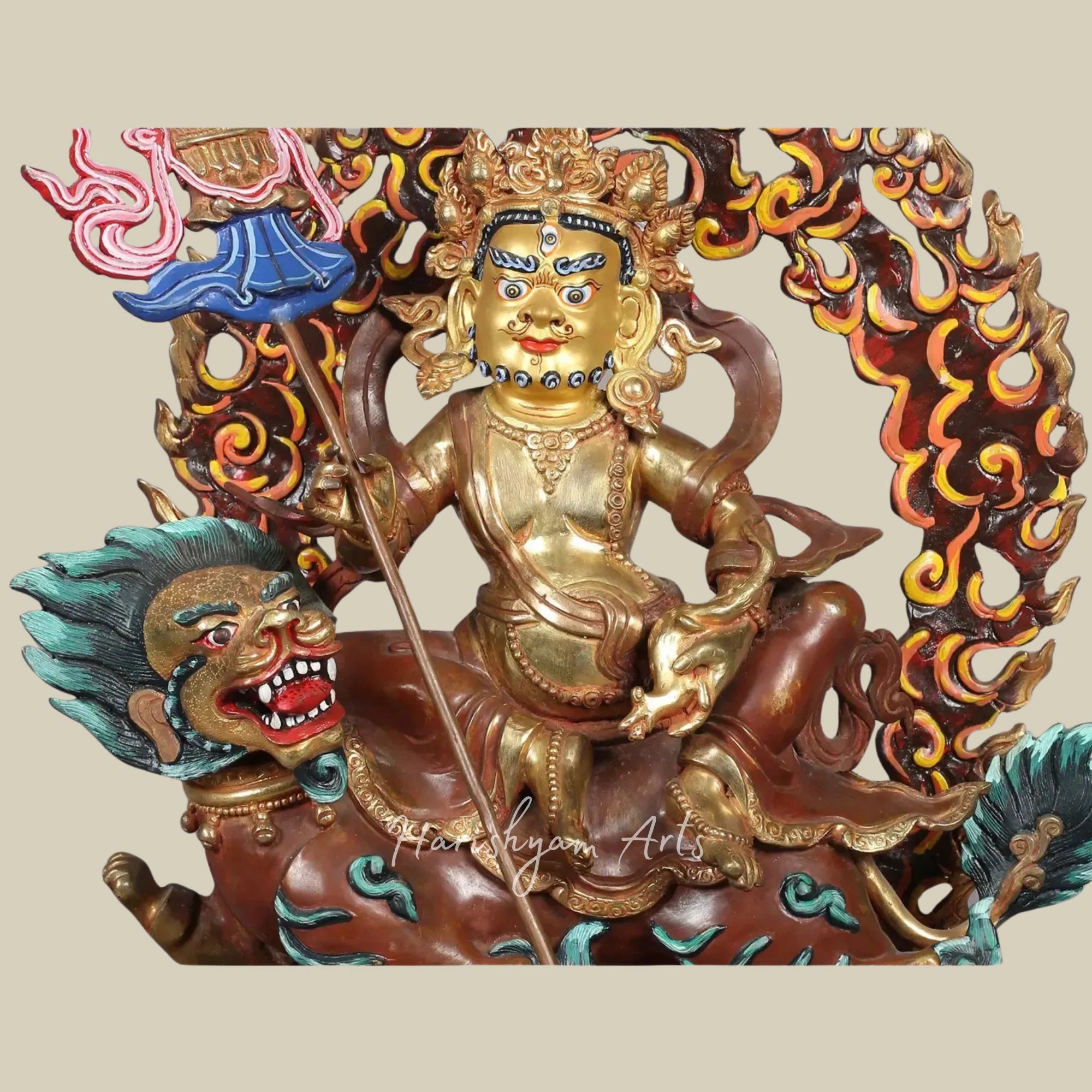 14" Tibetan Style Kubera Prosperity Idol Handcrafted in Copper