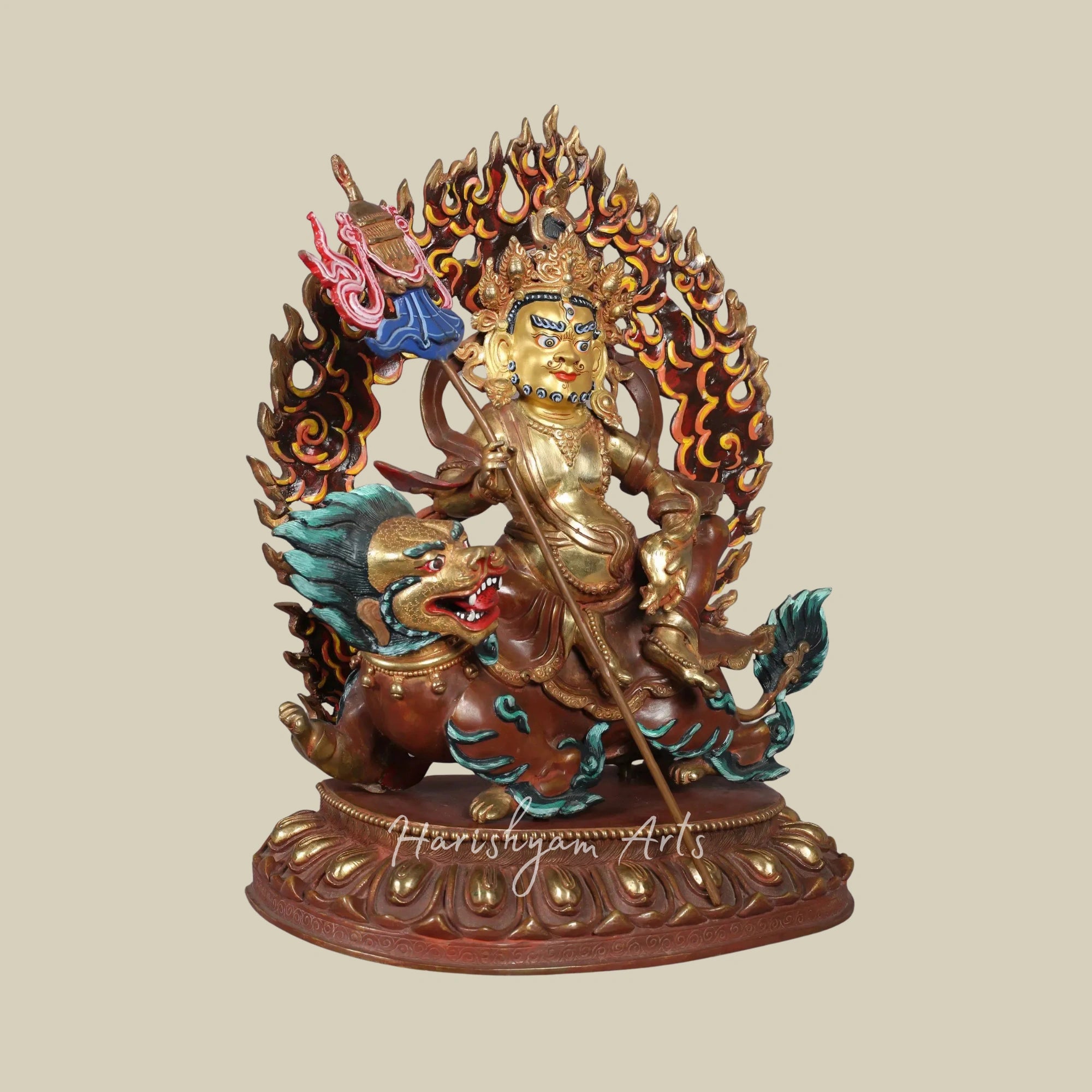 14" Tibetan Style Kubera Prosperity Idol Handcrafted in Copper