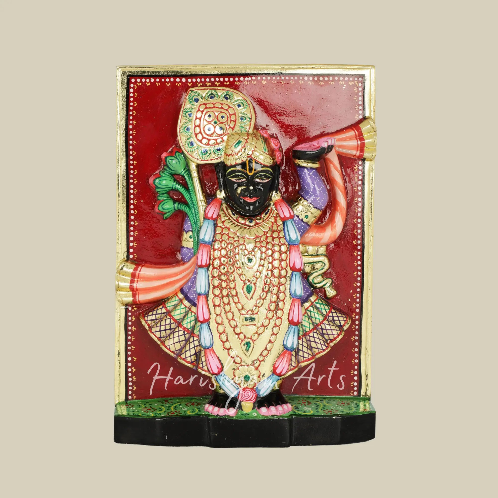 14 inches Marble Shri Nath Ji Statue Panel