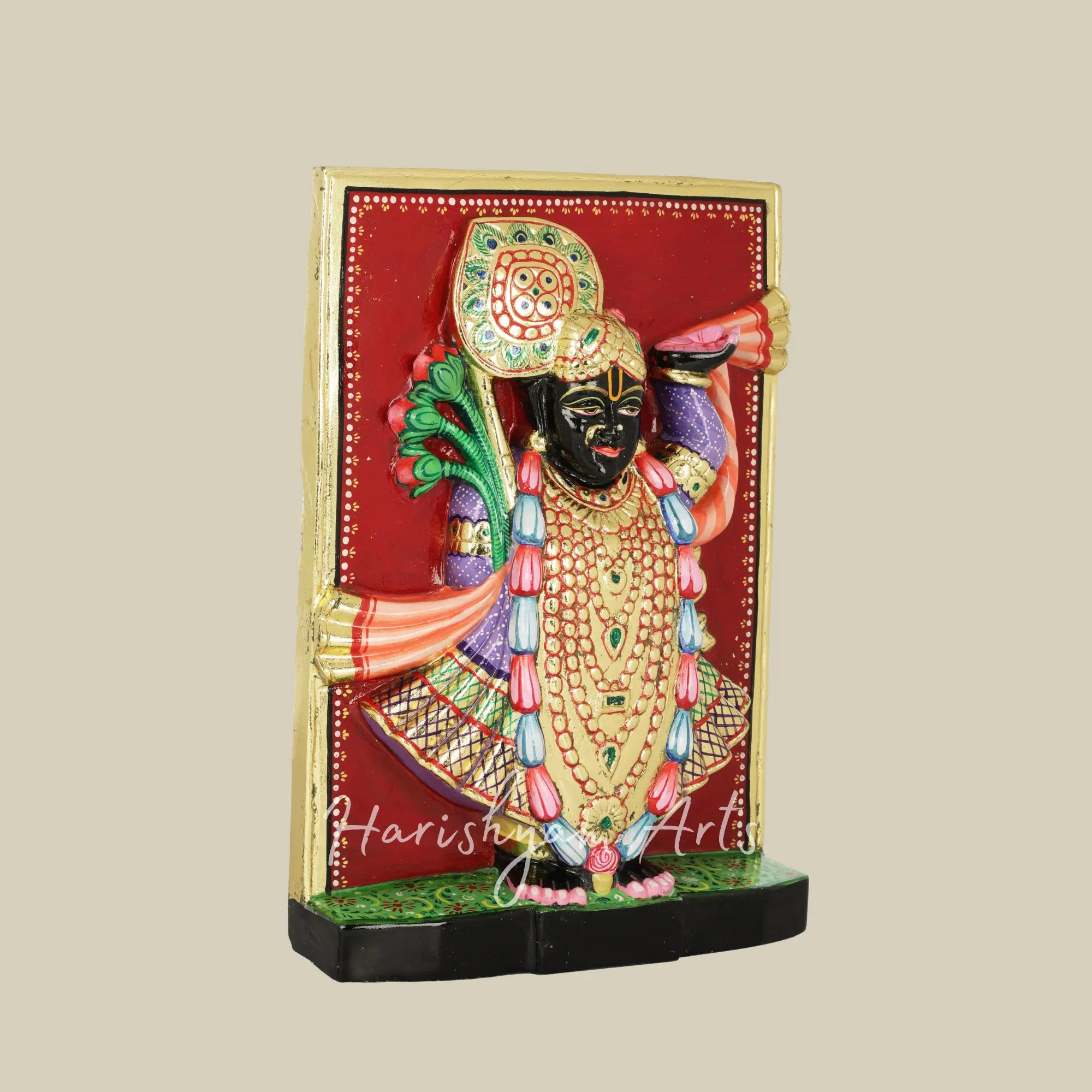 14 inches Marble Shri Nath Ji Statue Panel 3