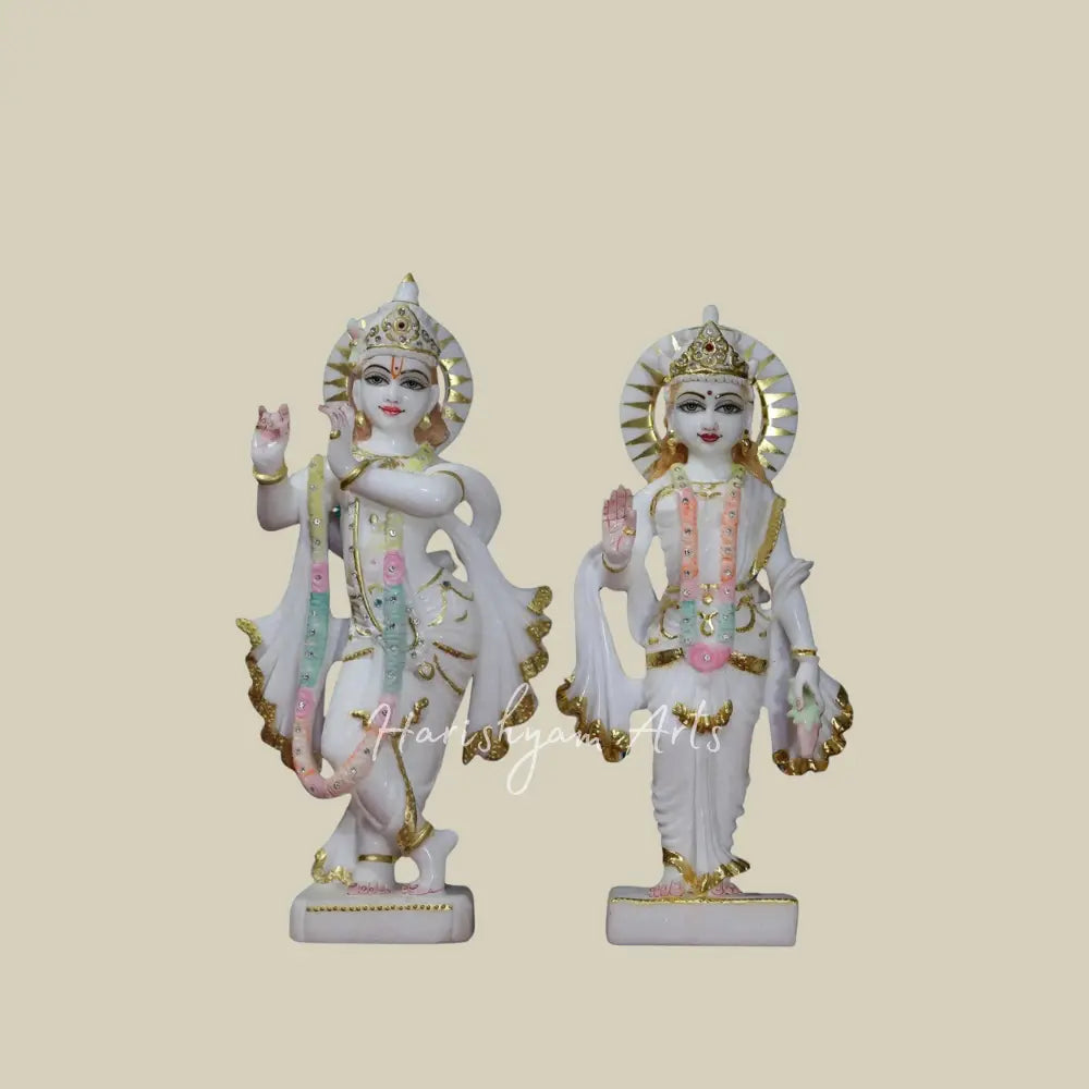 14" Radha Krishna Moorti in Makrana Marble