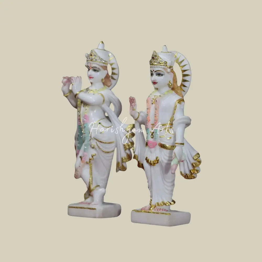 14" Radha Krishna Moorti in Makrana Marble