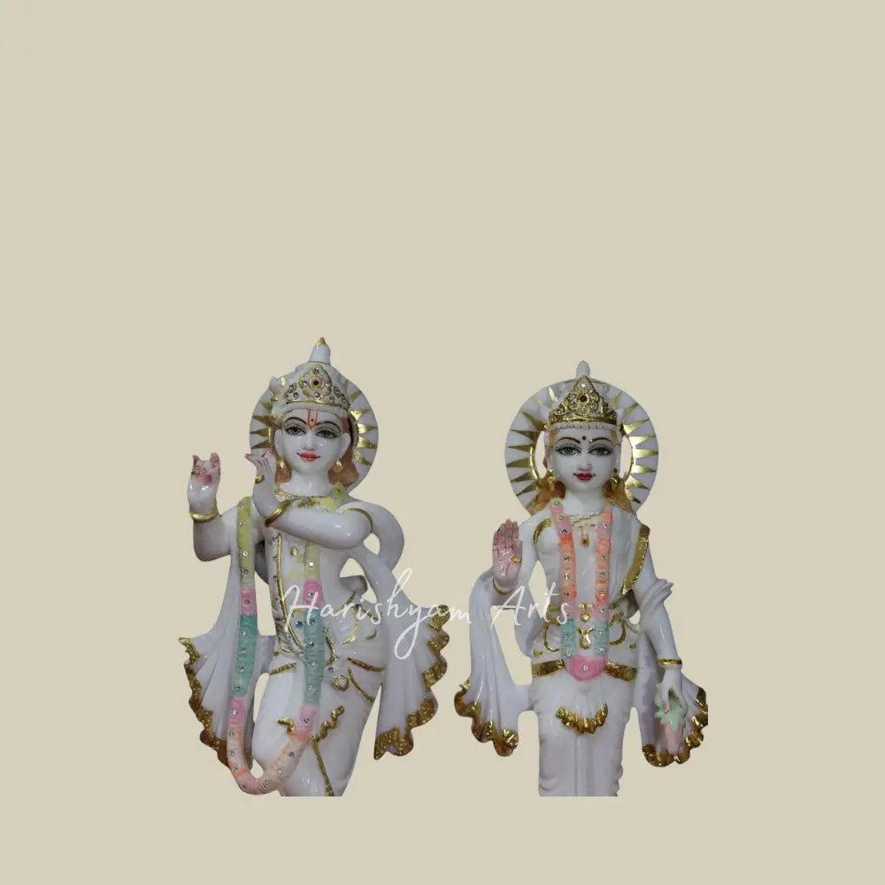 14" Radha Krishna Moorti in Makrana Marble