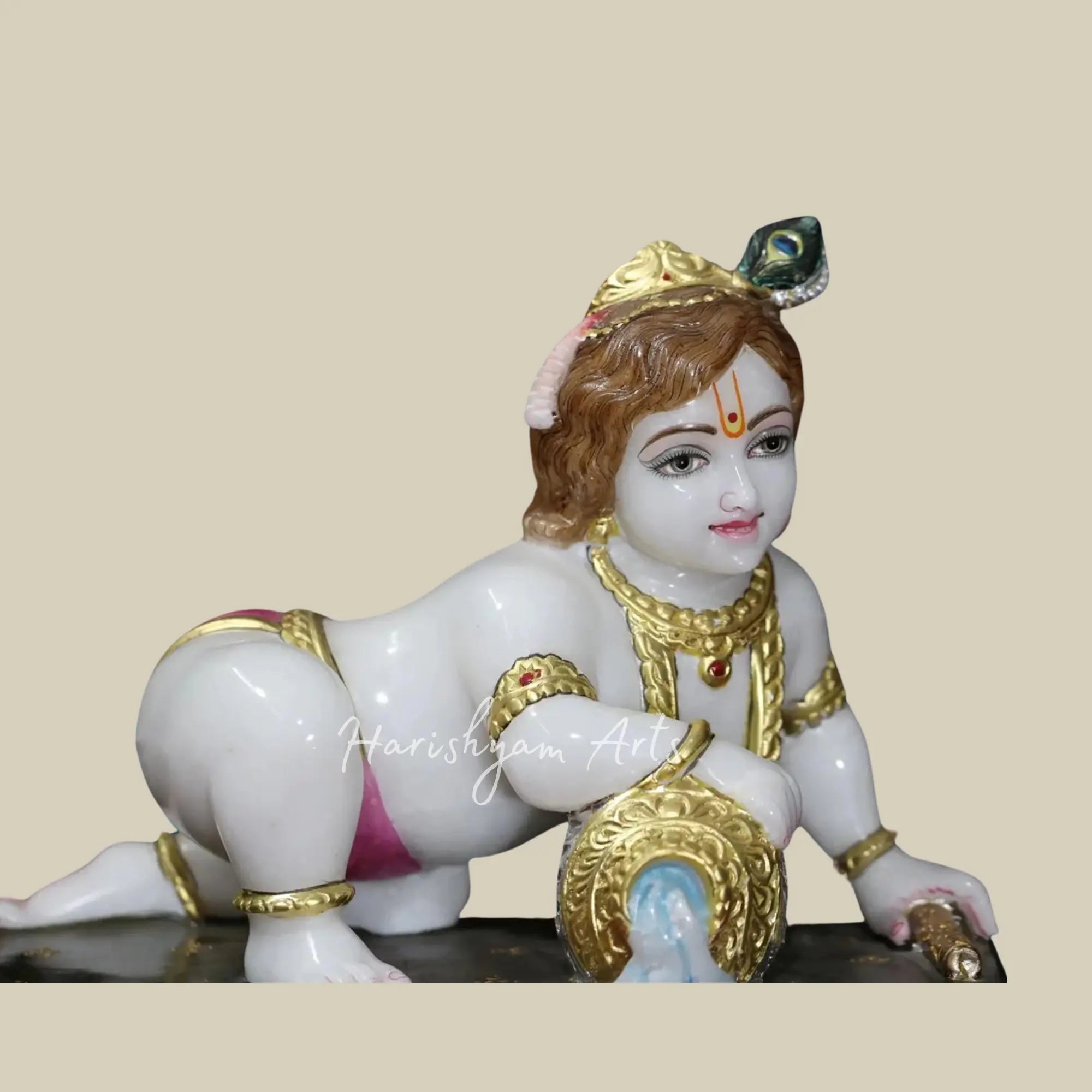 14 inches white marble laddu gopal statue 1