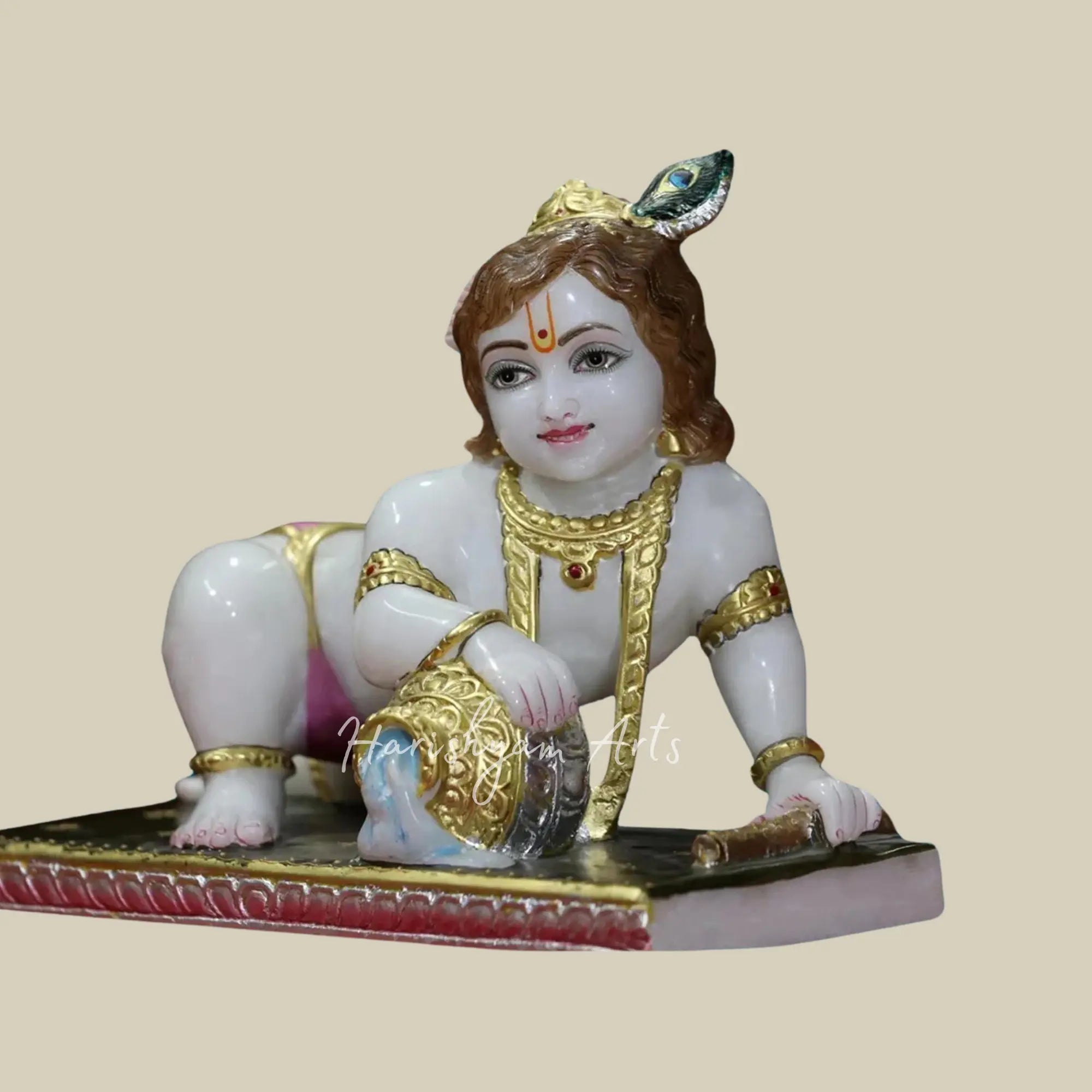 14 inches white marble laddu gopal statue 2