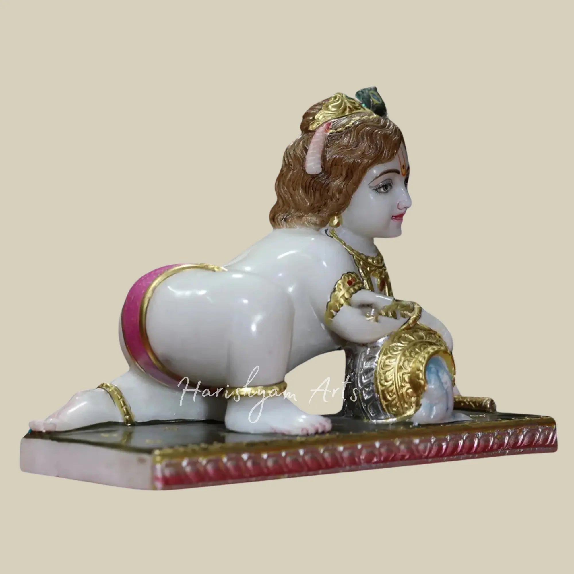 14 inches white marble laddu gopal statue 3