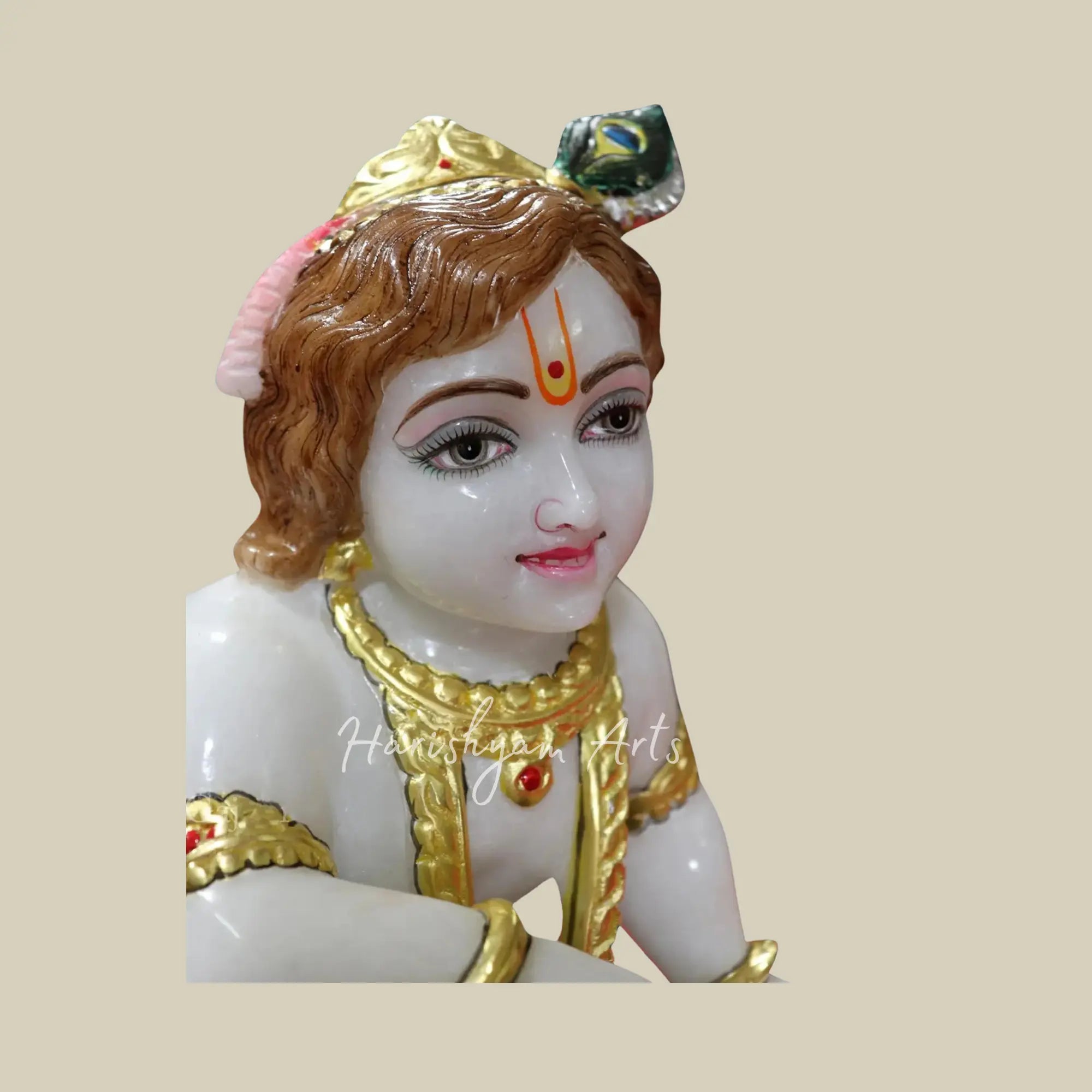 14 inches white marble laddu gopal statue 4