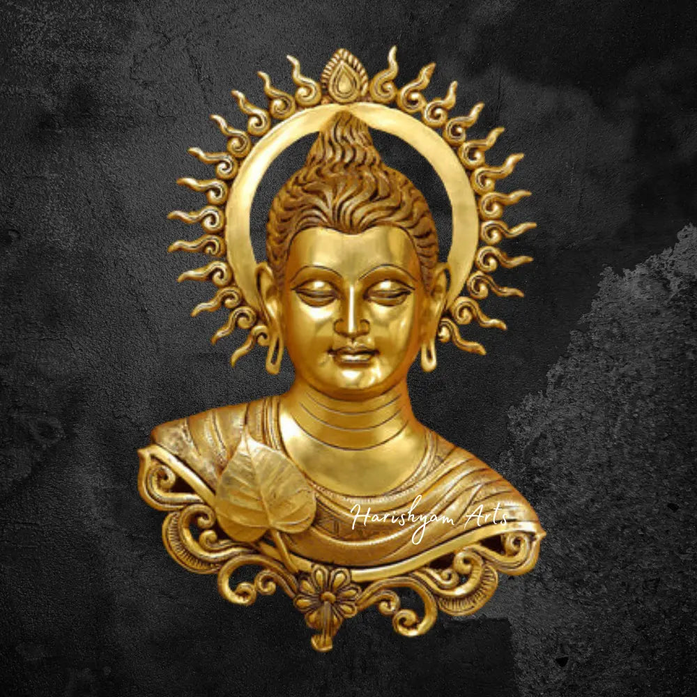 Brass Buddha Wall Art Piece 15.5"