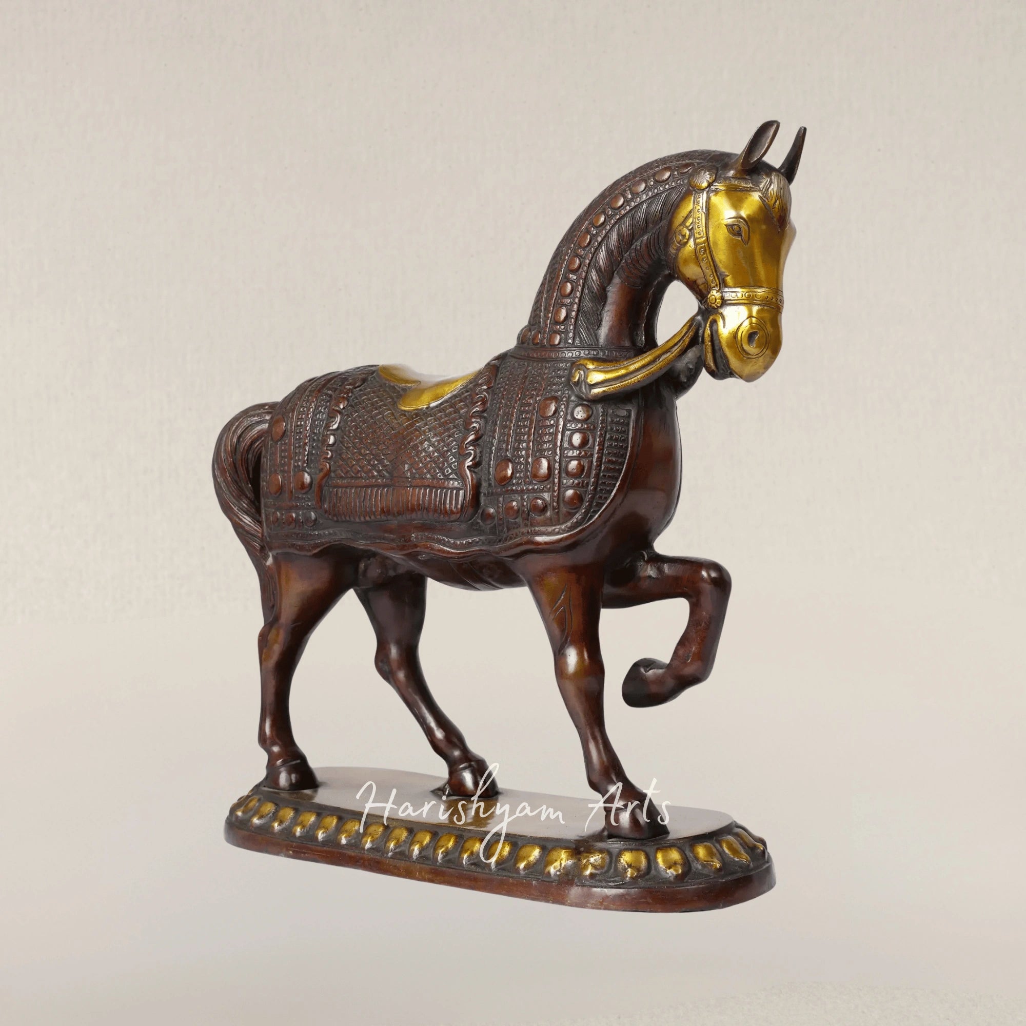 15" Elegant Brass Horse Figurine for Modern Table Decor