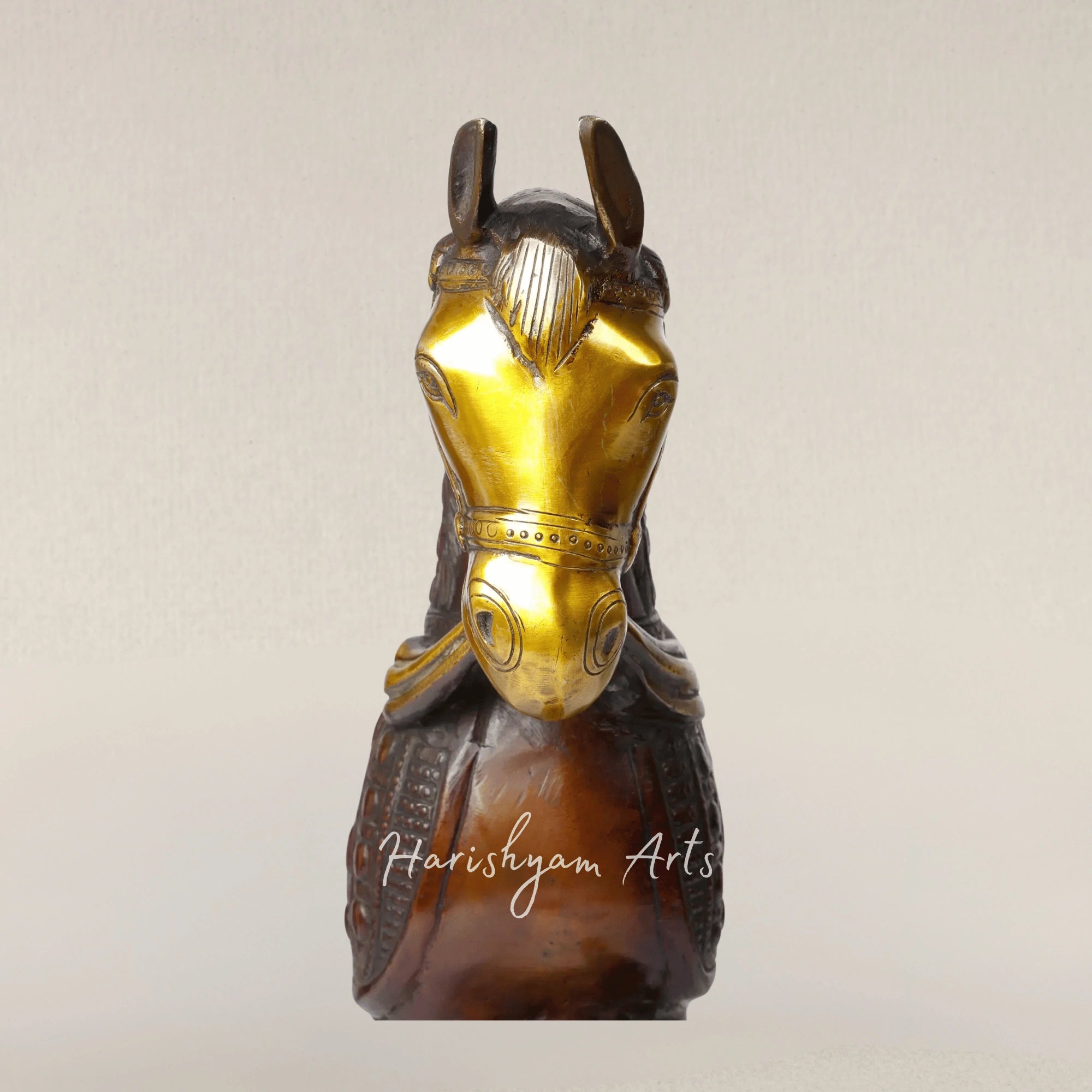 15" Elegant Brass Horse Figurine for Modern Table Decor