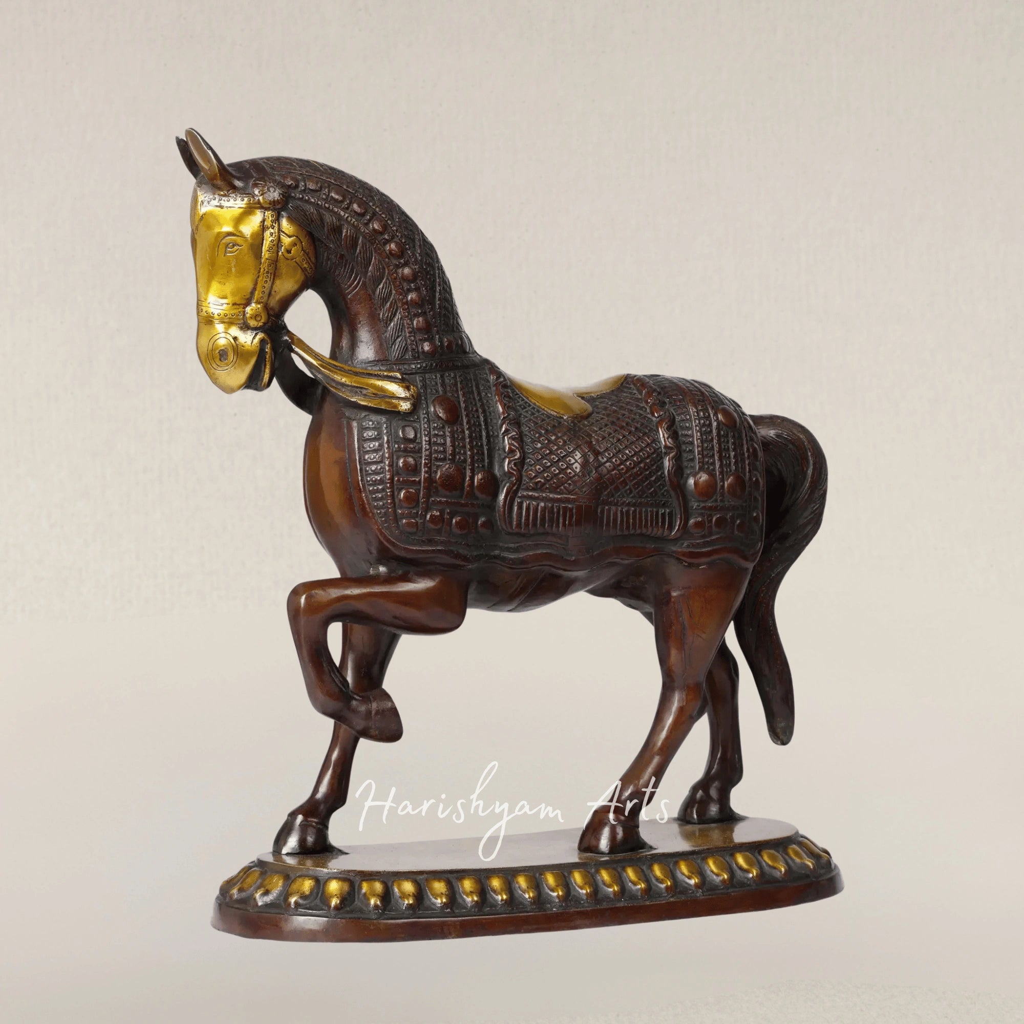 15" Elegant Brass Horse Figurine for Modern Table Decor
